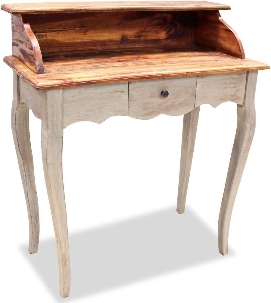 Elegant Vintage Solid Reclaimed Wood Writing Desk with Drawer