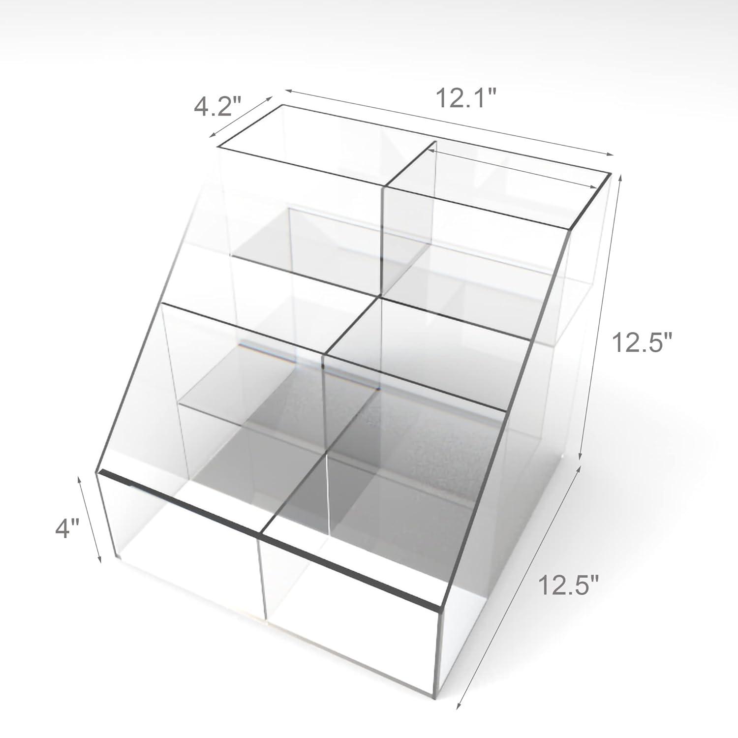 Clear Acrylic 3-Tier 6 Bin Display Rack