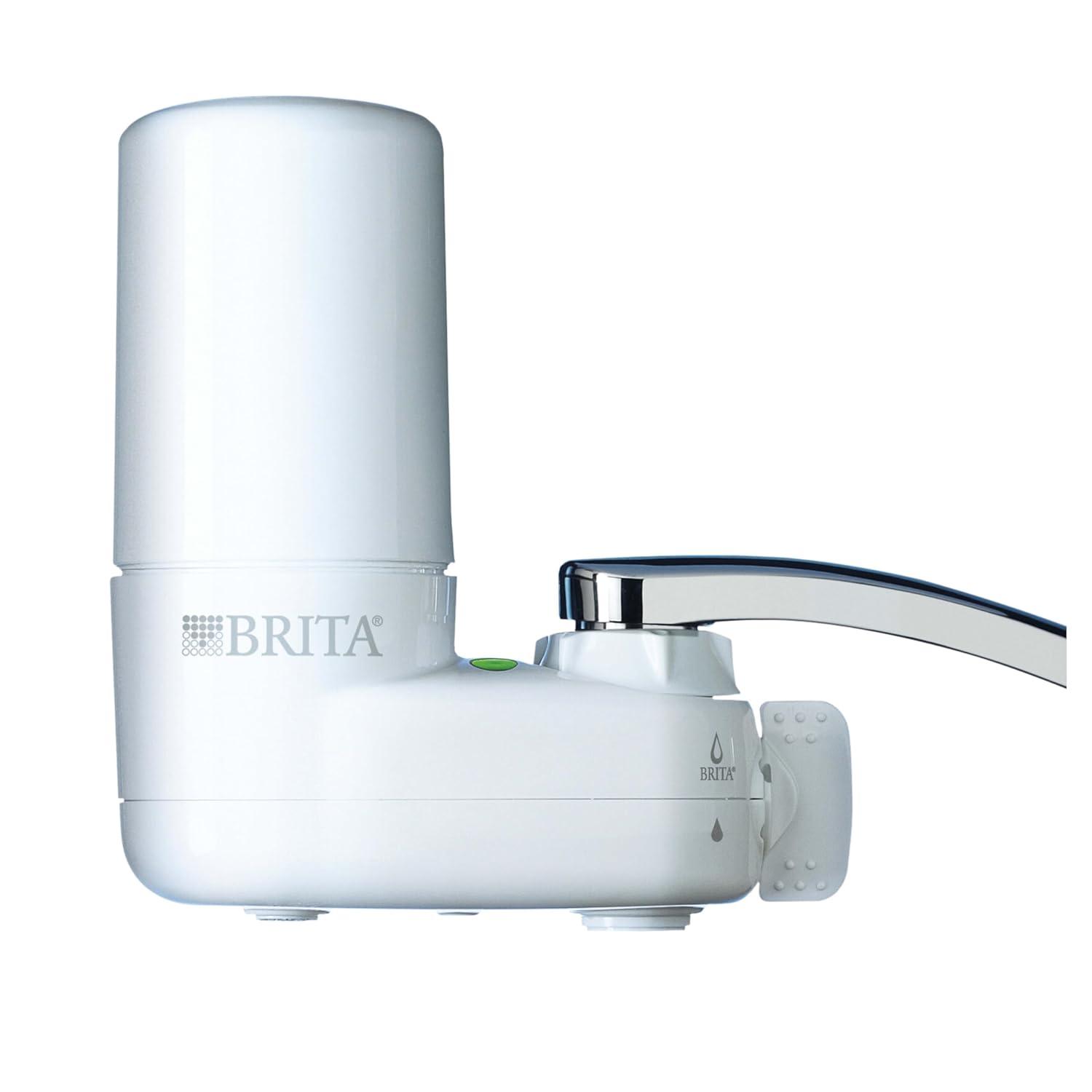 Brita Basic Faucet Mount System, Water Filter Reduces Lead and Chlorine, White