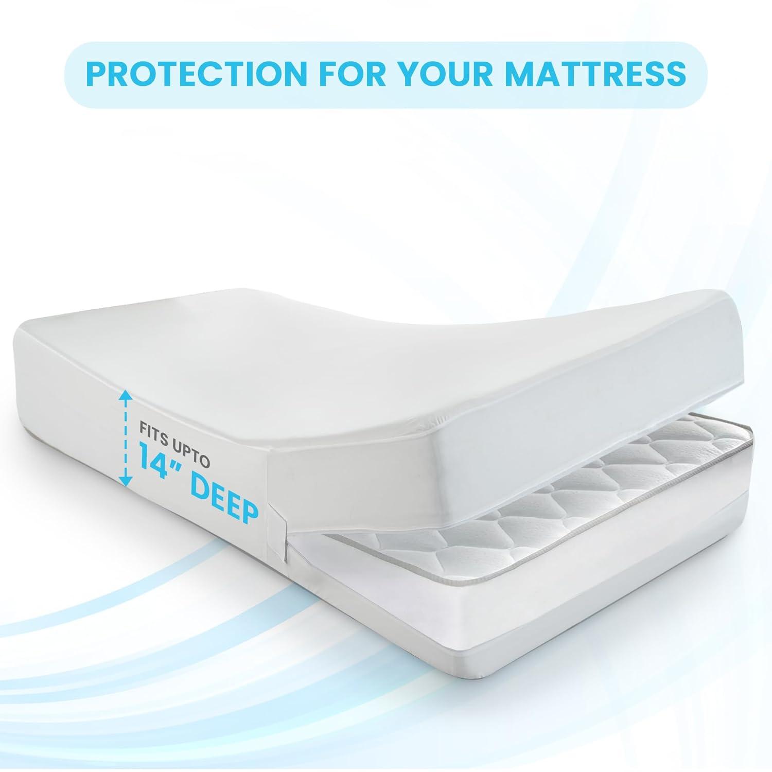 Lux Decor Collection Waterproof Zipper Encasement for Mattress Bed Bug Resistant & Hypoallergenic