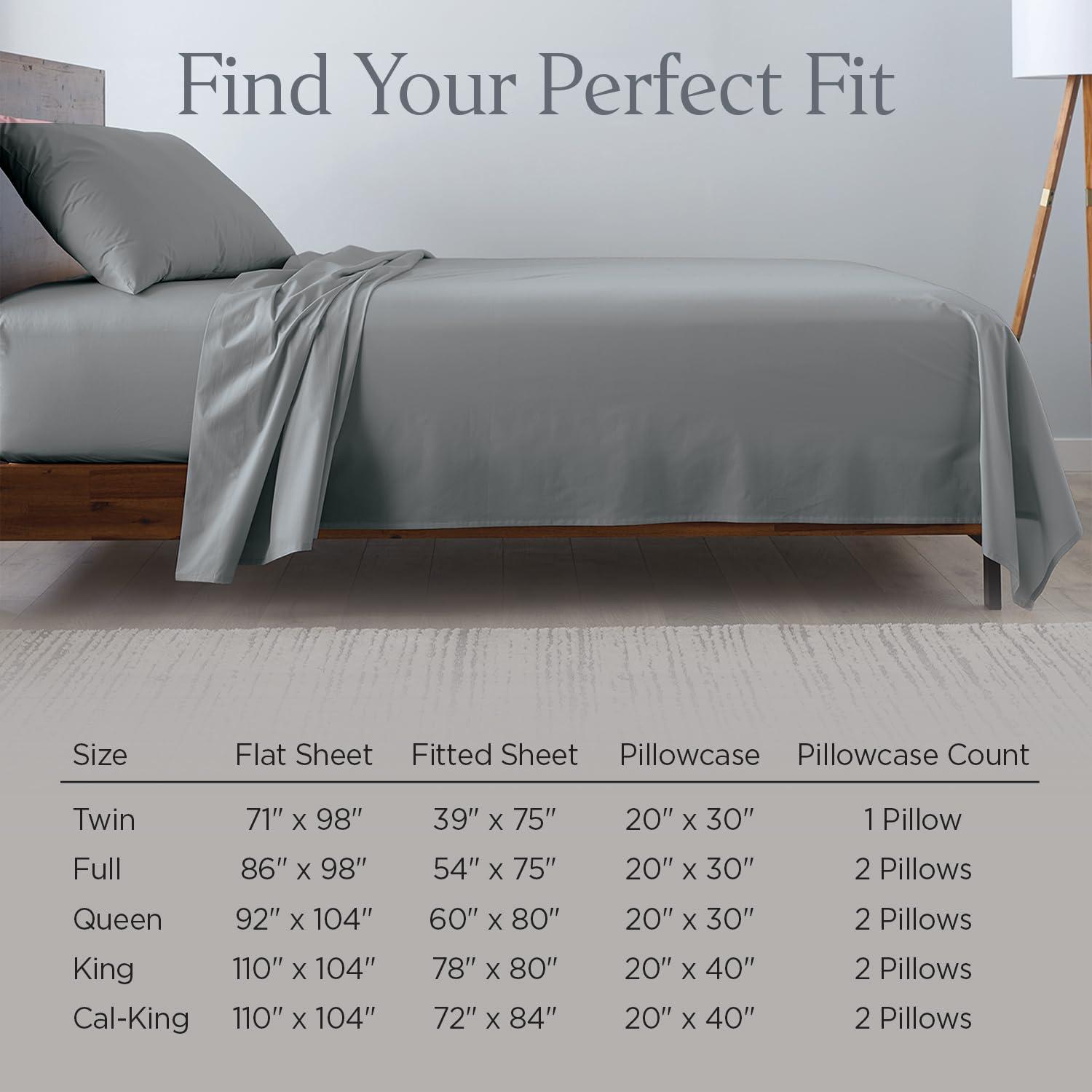 Luxe Cotton Percale Crisp and Cool Sheet Set, Queen, Sand