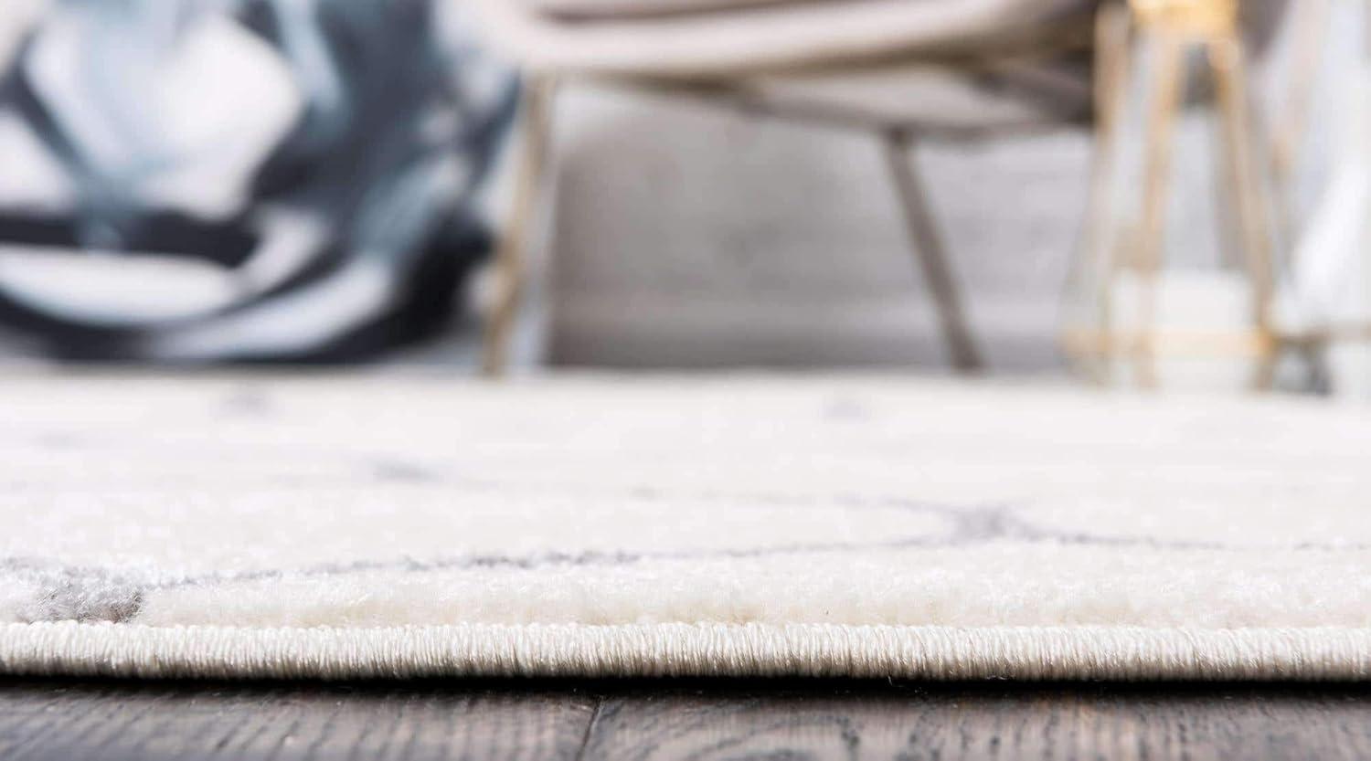 Unique Loom 7' 0 x 7' 0 Trellis Frieze Rounded Ivory Area Rug