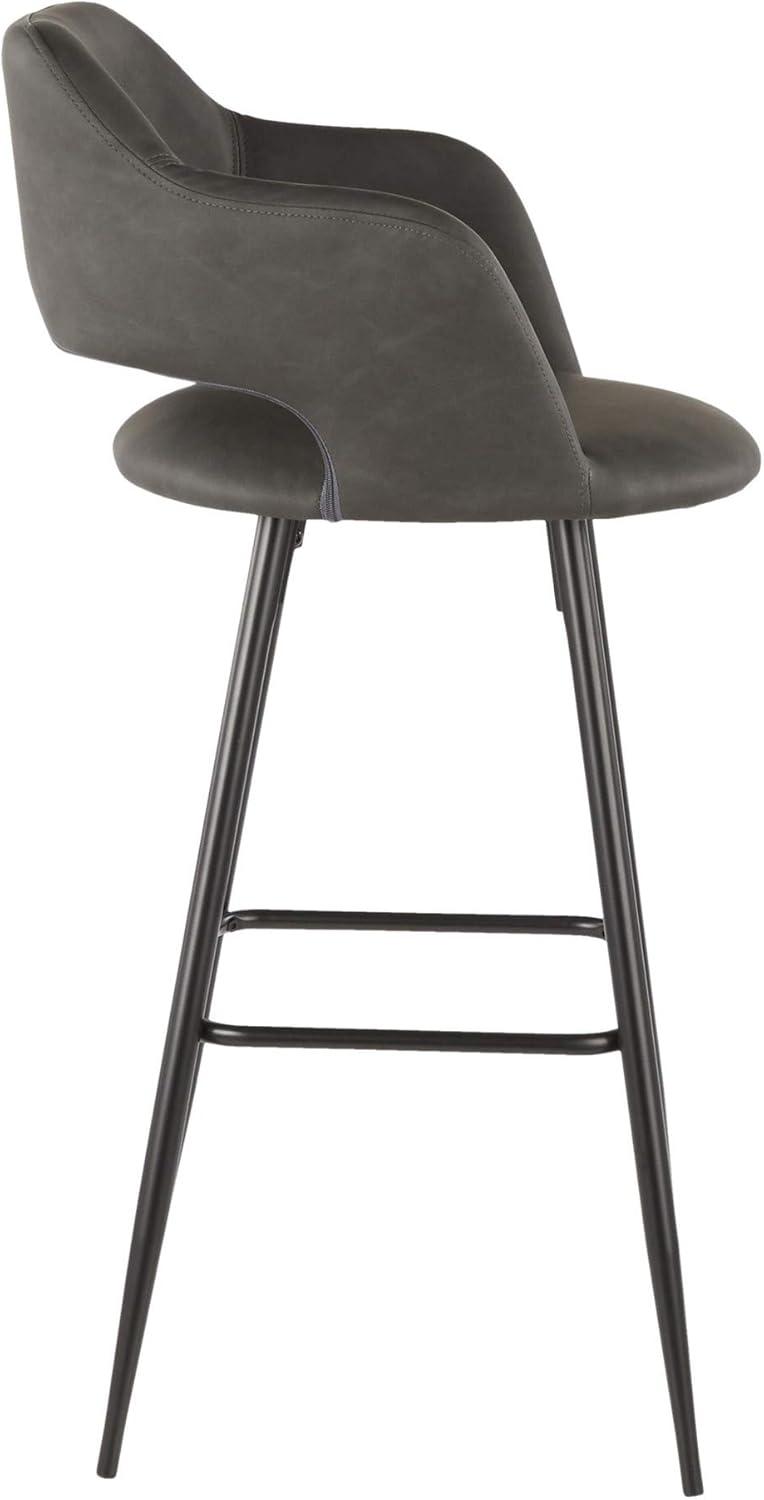 Sleek Contemporary 40.5" Black Metal & Grey Leather Bar Stool Set