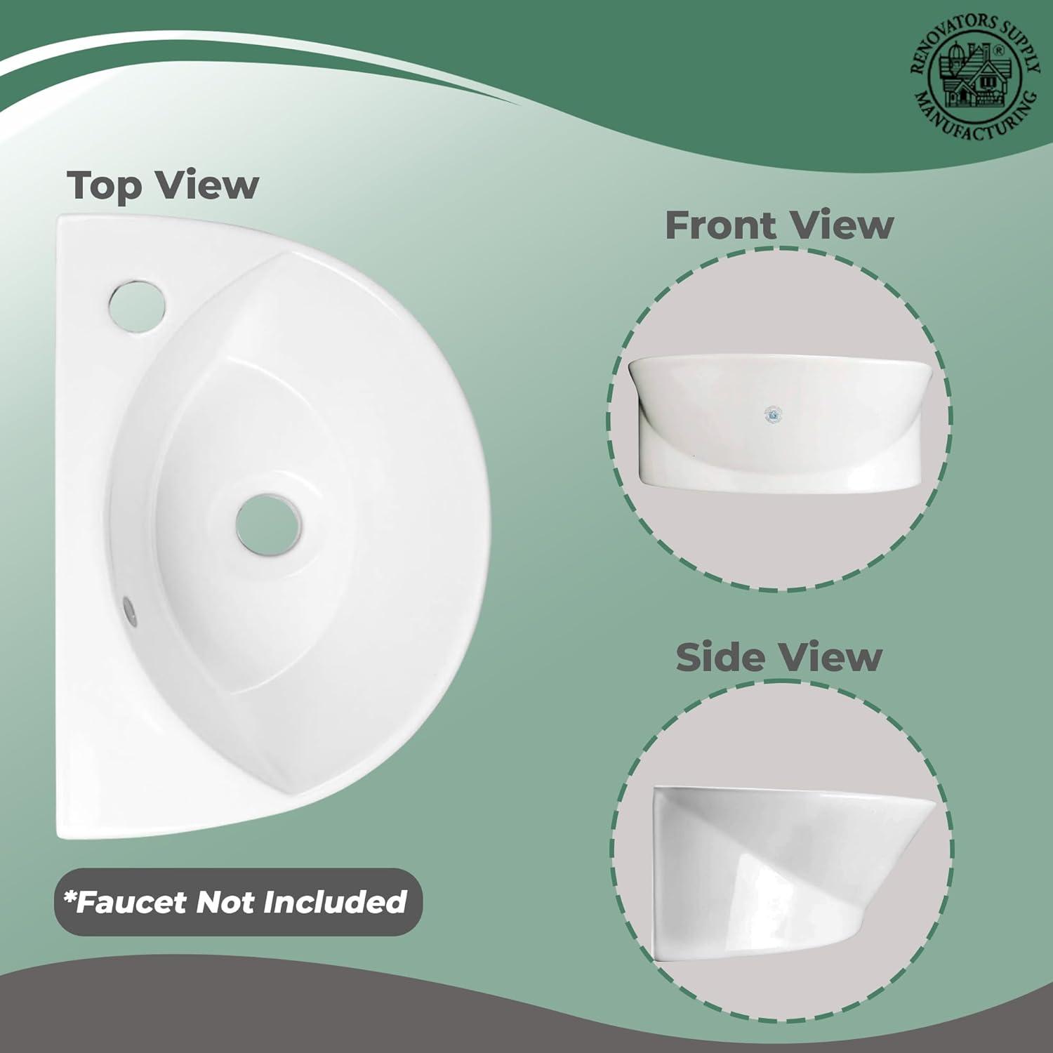 The Renovators Supply Inc. 10.5'' Reno-Gloss Vitreous China U-Shaped Bathroom Sink with Overflow