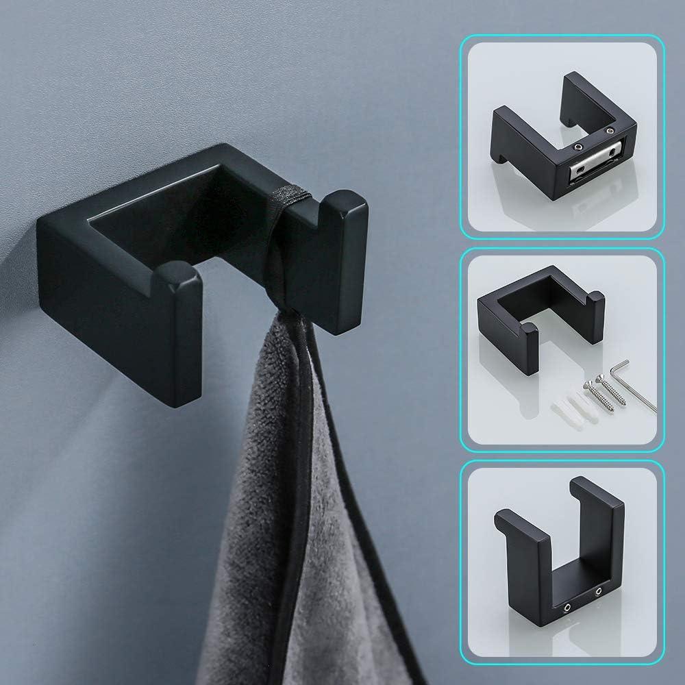 Bathroom Hardware Accessories Set, Matte Black 4-Piece Bathroom Hardware Set including Towel Bar,Towel Holder, Toilet Paper Holder, Towel Hook,Stainless Steel Bath Towel Bar Set