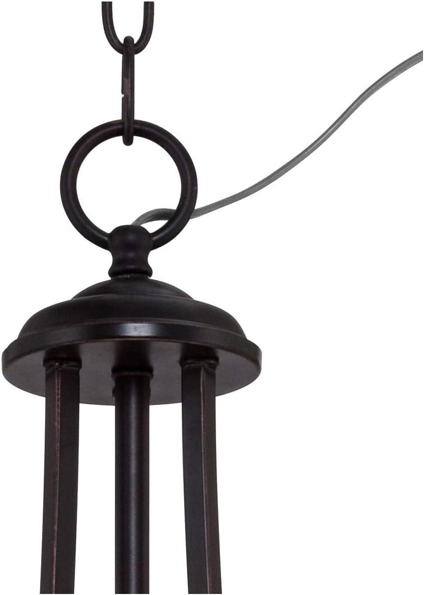 Franklin Iron Works Oil Rubbed Bronze Pendant Chandelier 19 1/2" Wide Farmhouse Rustic Oatmeal Linen Drum Shade Fixture for Dining Room Kitchen Island