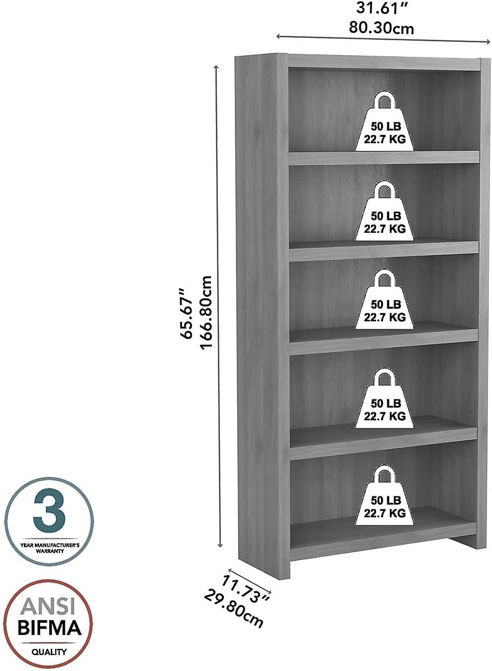 Echo 5 Shelf Bookcase in Modern Gray - Engineered Wood