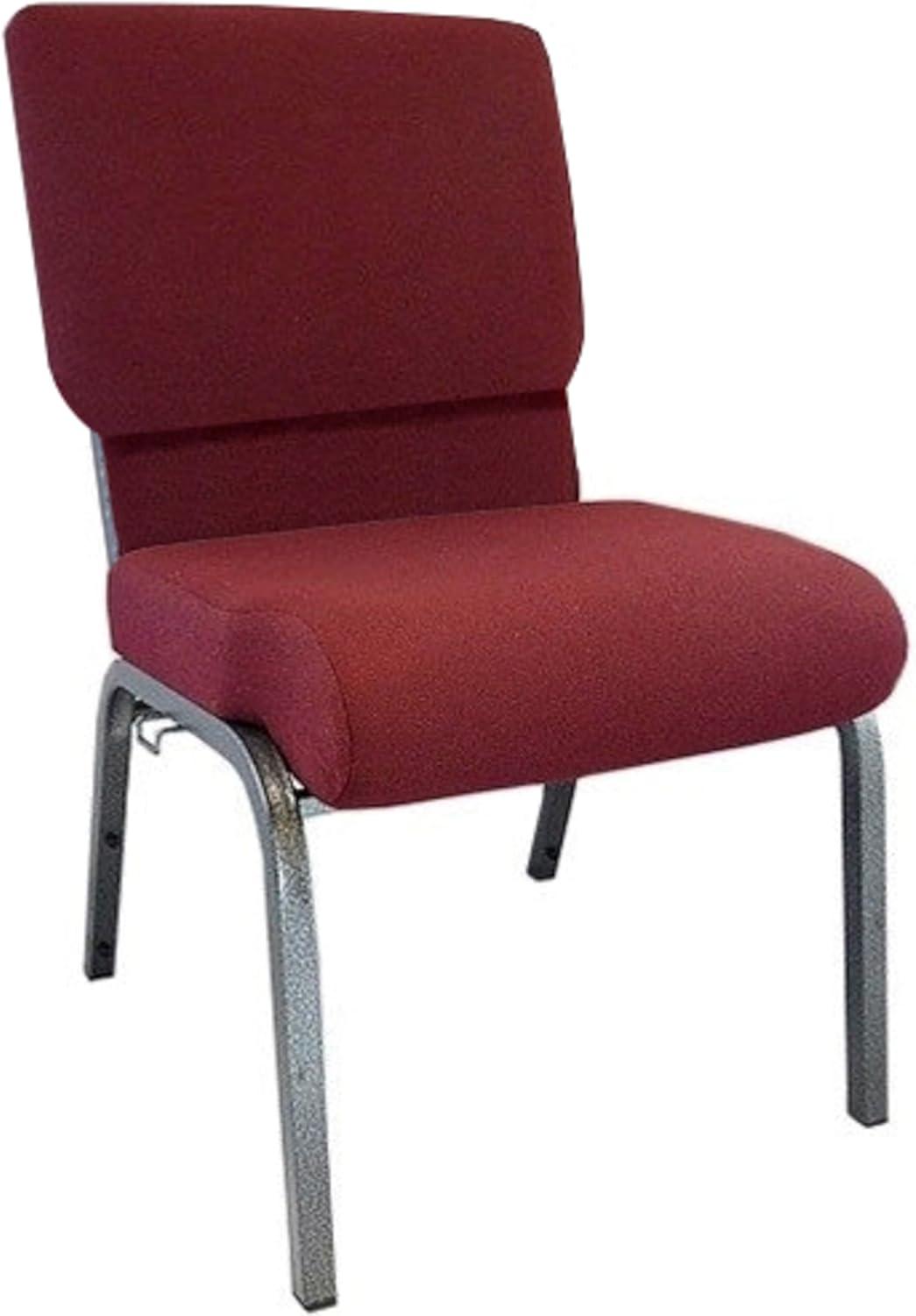 Maroon Fabric and Metal Stacking Church Chair