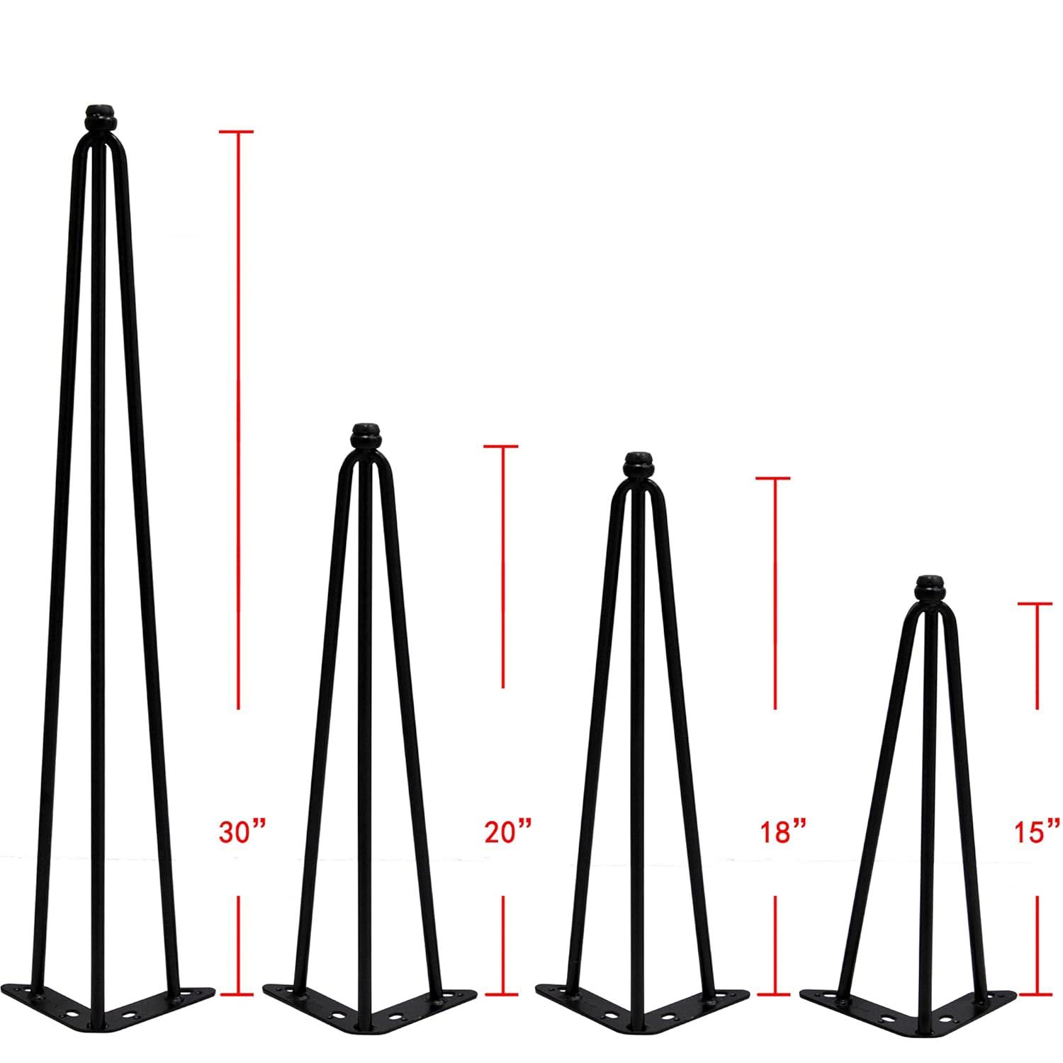 Home Soft Things Hairpin Metal Table Legs 30 Inch Legs for Furniture Coffee Bench Dining End Industrial Table Desk Set of 4 with Screws Adjustable Cushion Black Floor Protectors, 30"