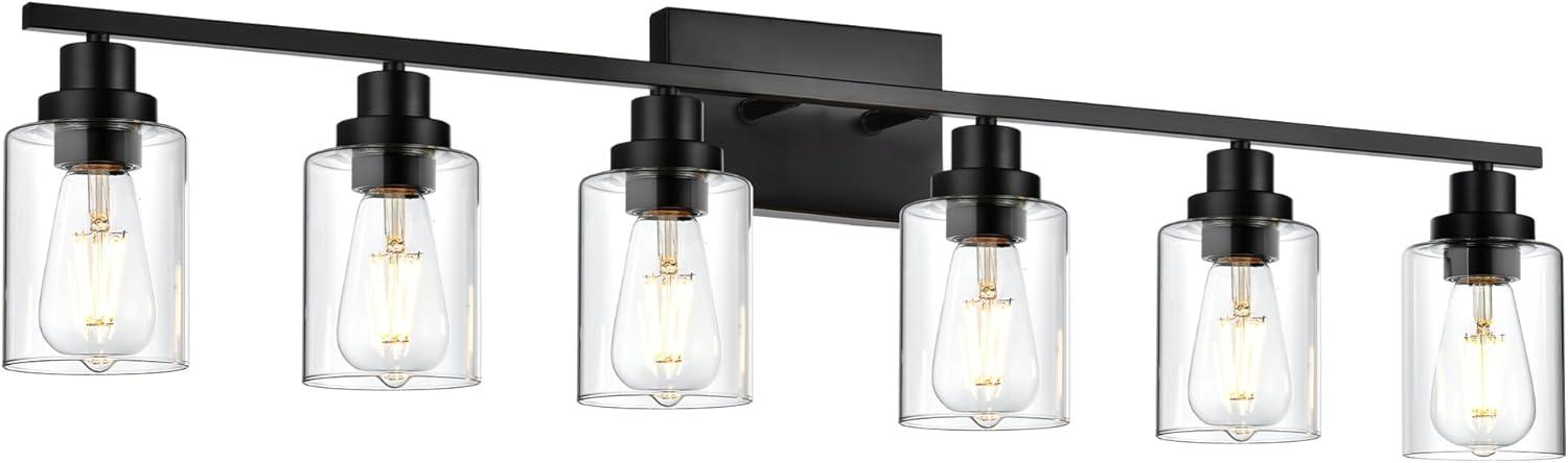 VINLUZ  Modern 6-lights Vanity Lighting Fixture for Bathroom black