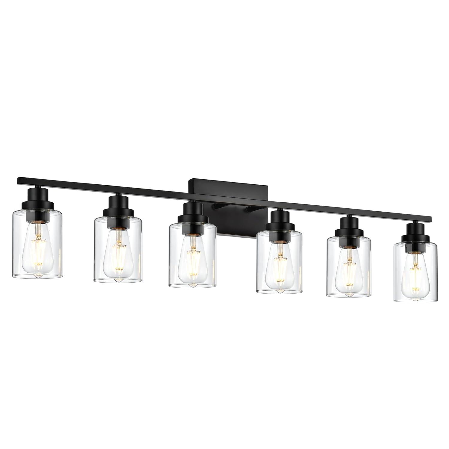 VINLUZ  Modern 6-lights Vanity Lighting Fixture for Bathroom black