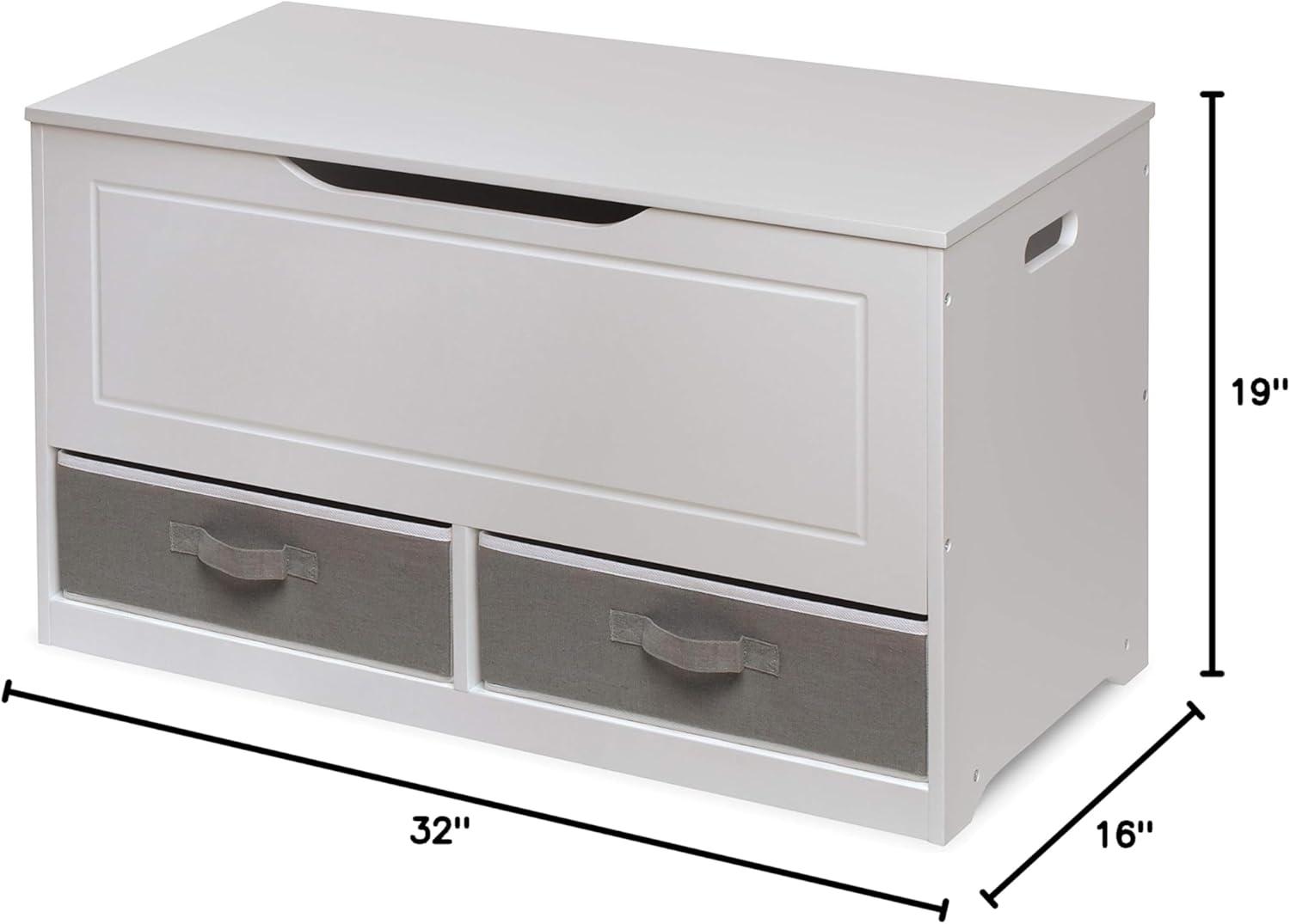 Badger Basket Up and Down Toy and Storage Box and Bench with Two Baskets - White