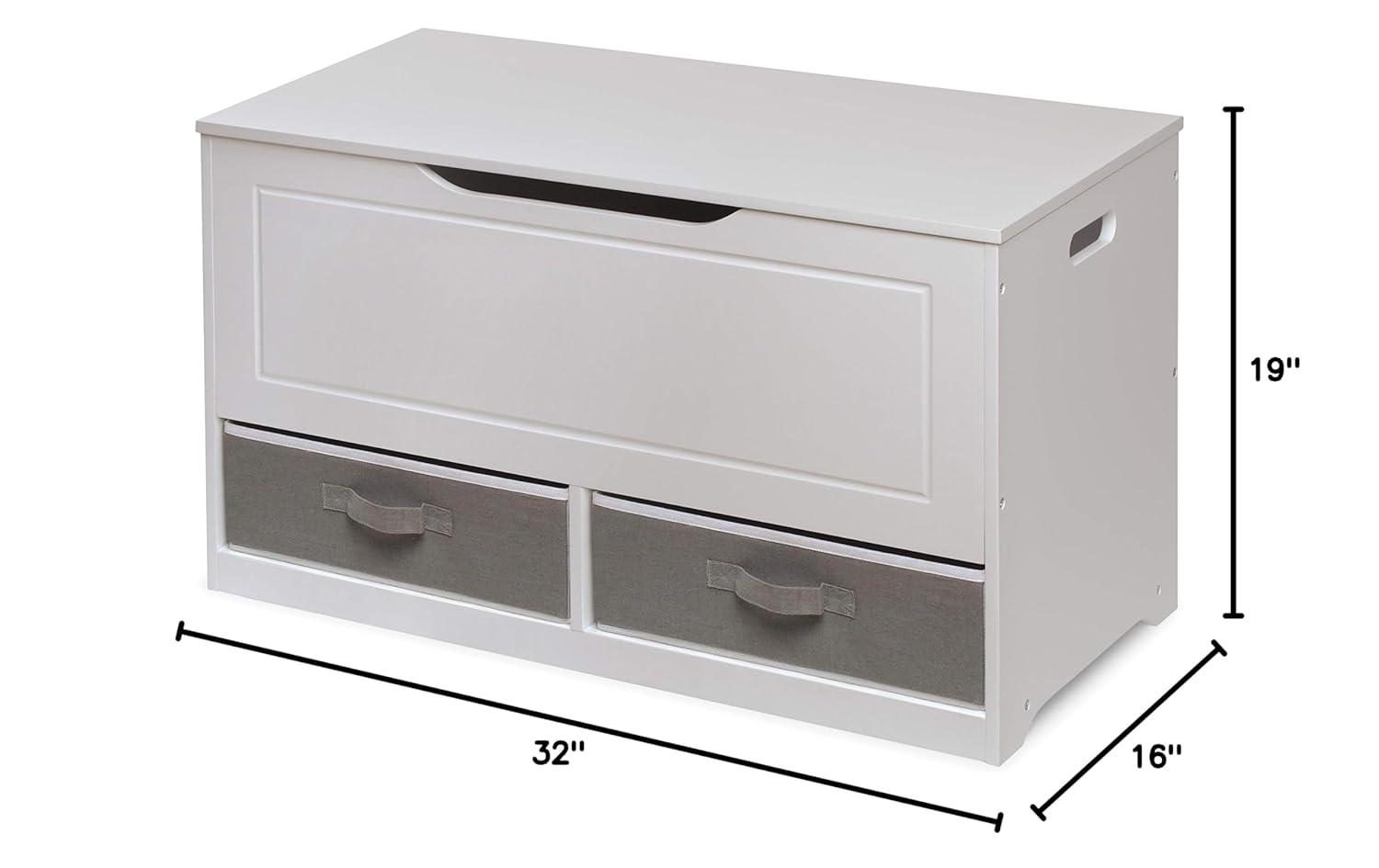 Badger Basket Up and Down Toy and Storage Box and Bench with Two Baskets - White