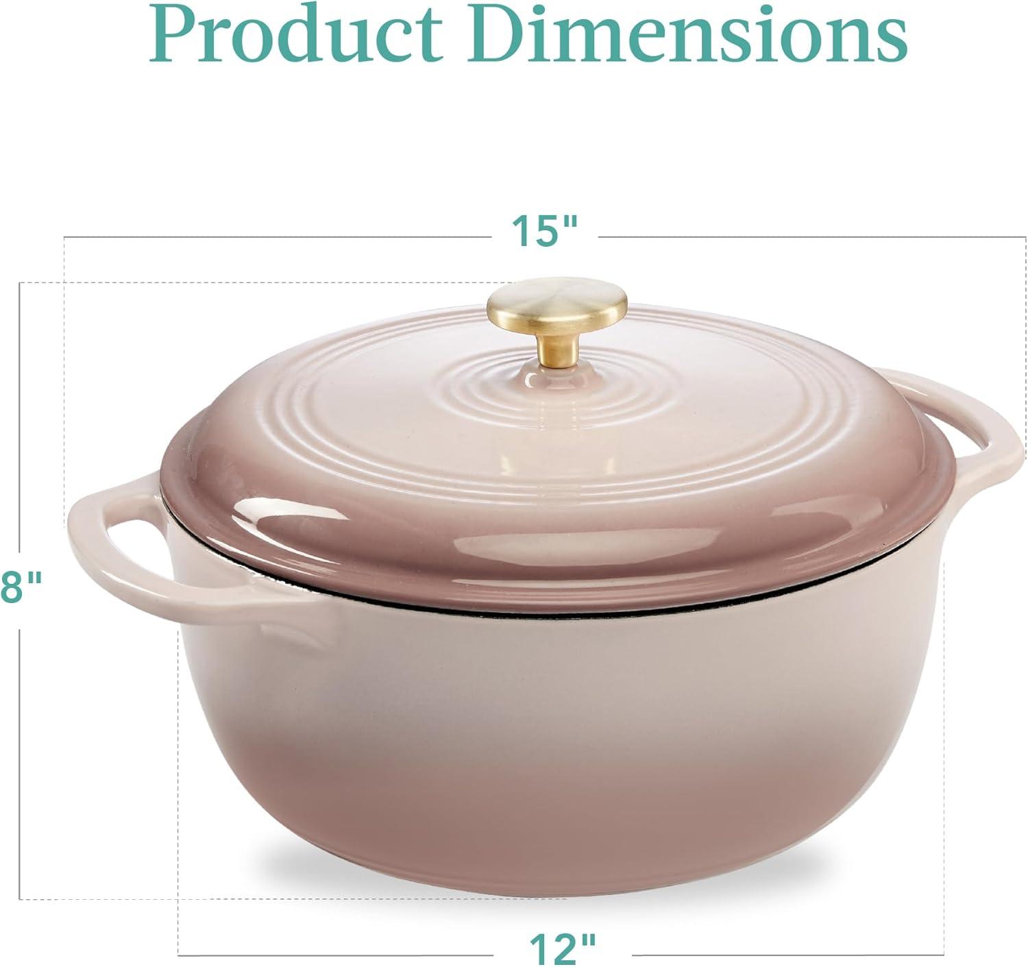 Best Choice Products 7.5 Quart Enamel Cast-Iron Dutch Oven, Heavy-Duty Cookware w/ Dual Handles, Lid - Mushroom Beige