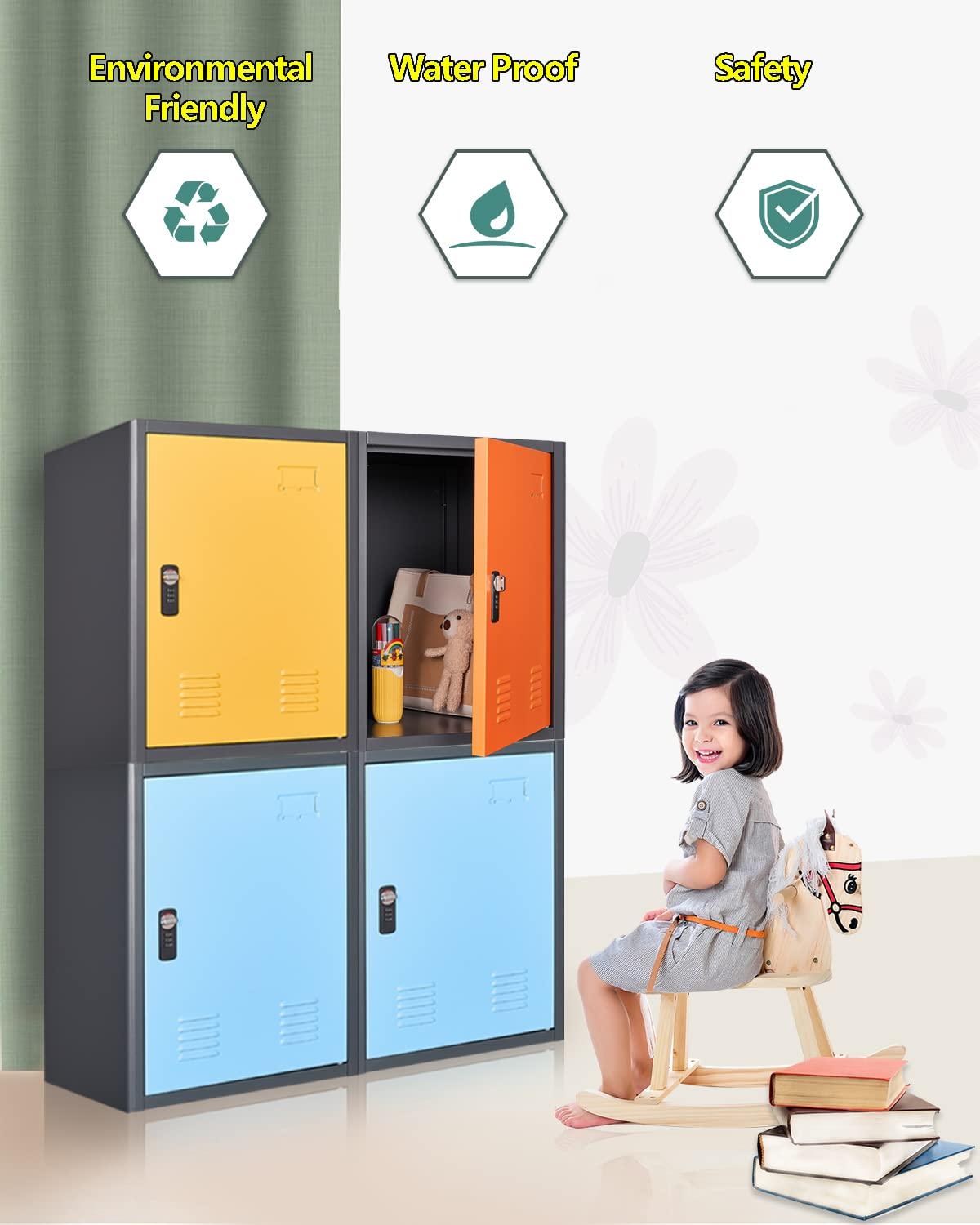 KAER Blue Storage Cabinet, 19.0x18.0x15.0in Metal Locker, Lockable Cabinet Organizer with 1 Door, for School, Office, Home, Garage- Assembly Required