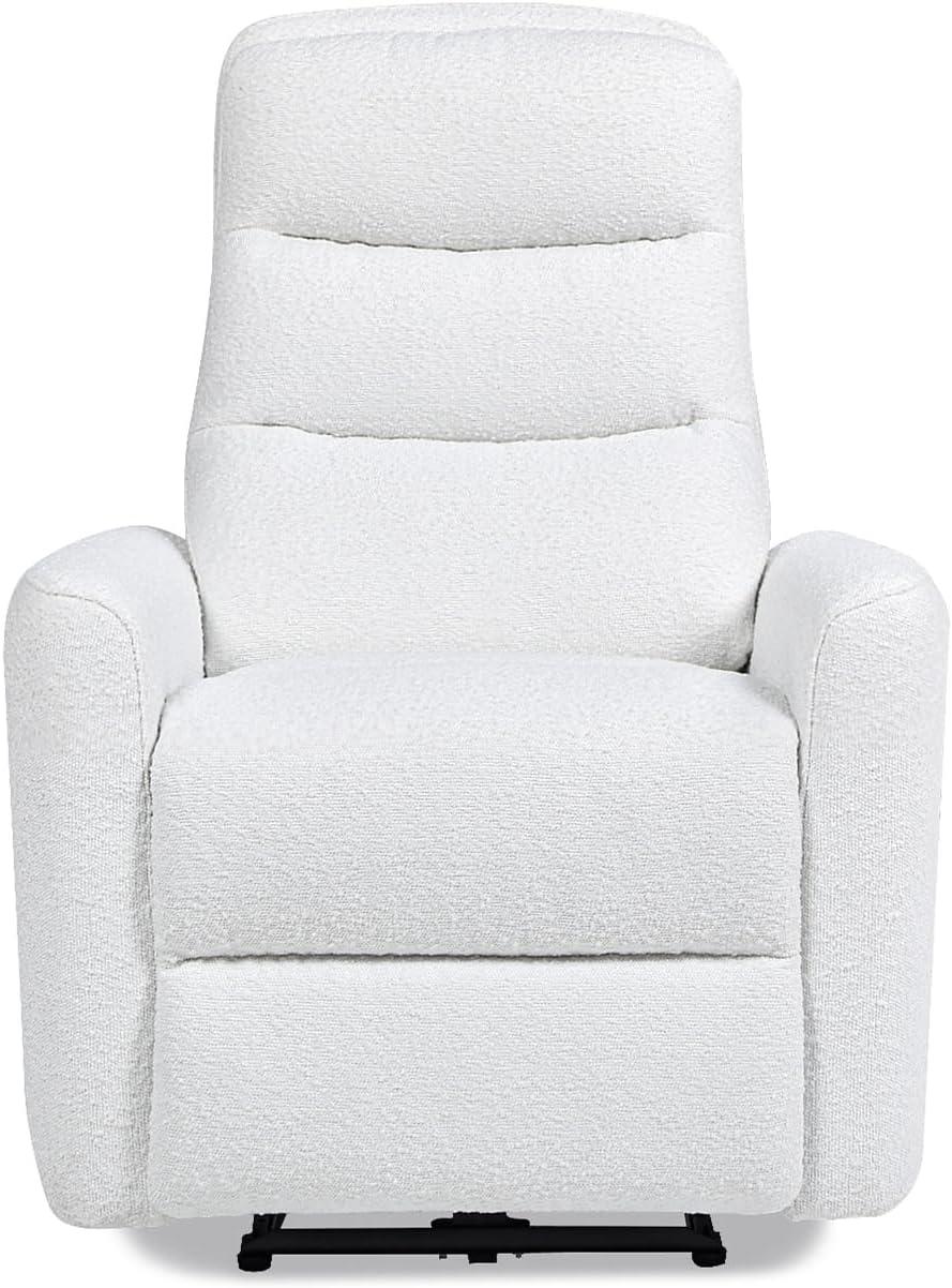 Chiffon White Power Recliner with Boucle Upholstery