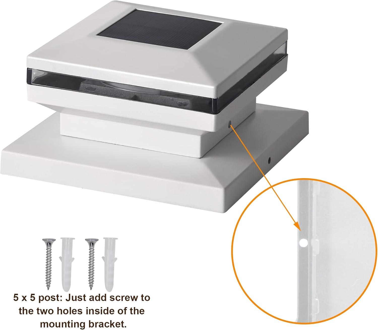 Dynaming 6 Pack Solar Post Cap Lights, Outdoor Decorative Post Solar Lights White Shell Caps Fit 4x4 5x5 6x6 Vinyl/Wooden Posts, Brightness Warm White LED Lighting for Garden Fence Deck Patio