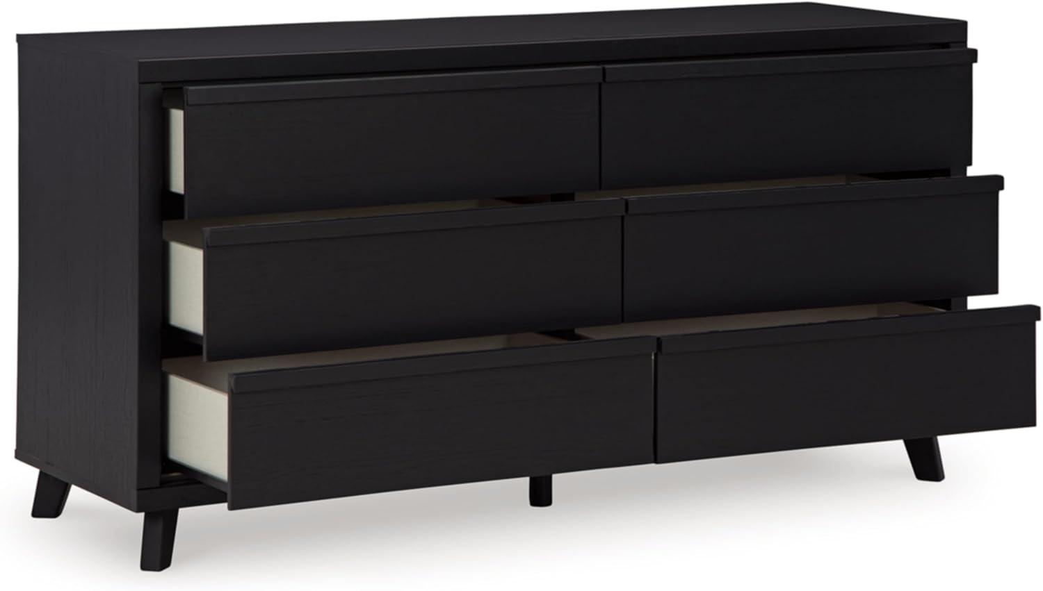 Modern Black 6-Drawer Dresser with Matte Finish