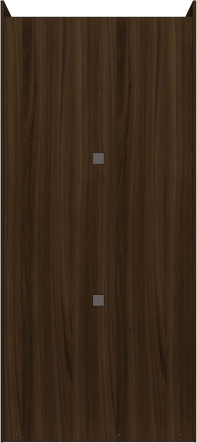 Manhattan Comfort Mulberry Double Hanging Wood Wardrobe Closet in Brown