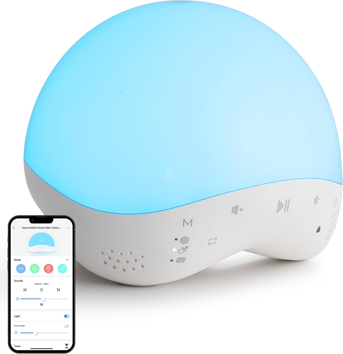 Geeni Smart Plug-in Baby White Noise Machine with RGB Night Light