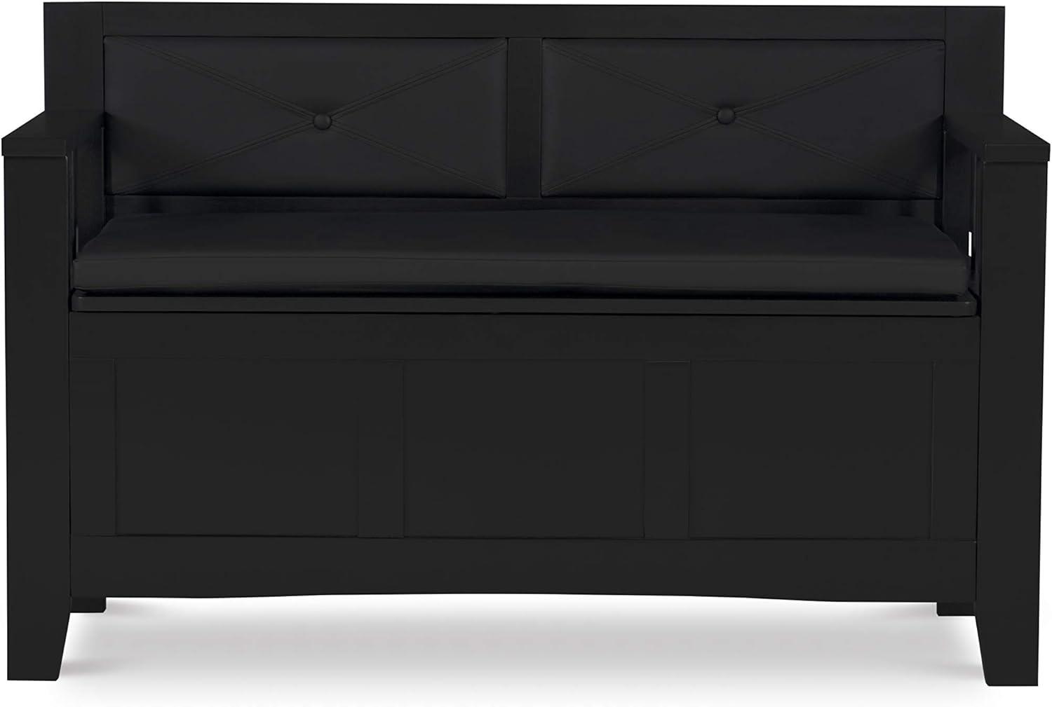 Carlton 44.5'' Black Faux Leather & Ash Wood Storage Bench