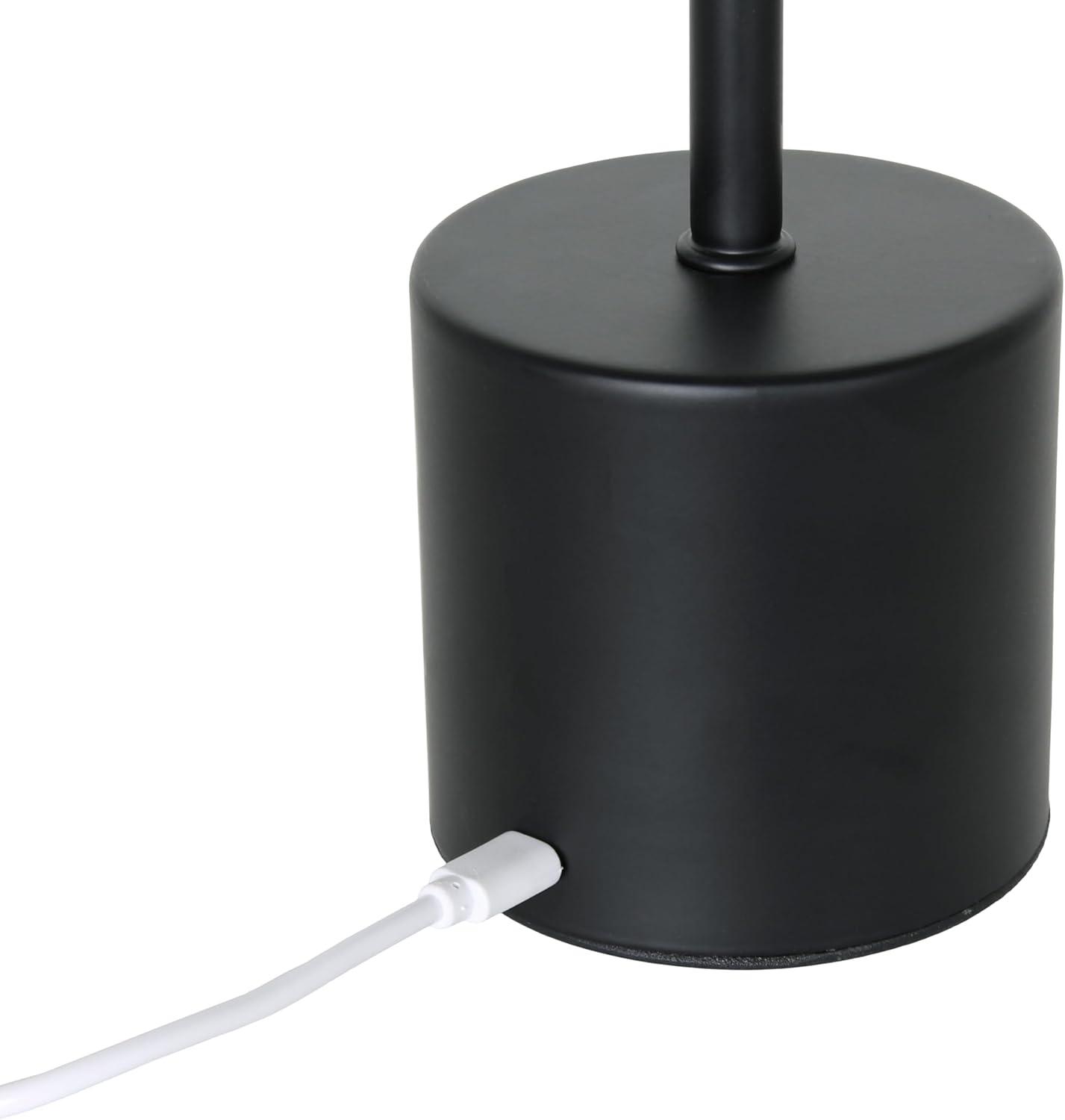 Simple Designs 12.75" Mushroom Magic Disc Dimming and Rechargeable Cordless 4-Way Touch Sensor Stick Desk Lamp Black