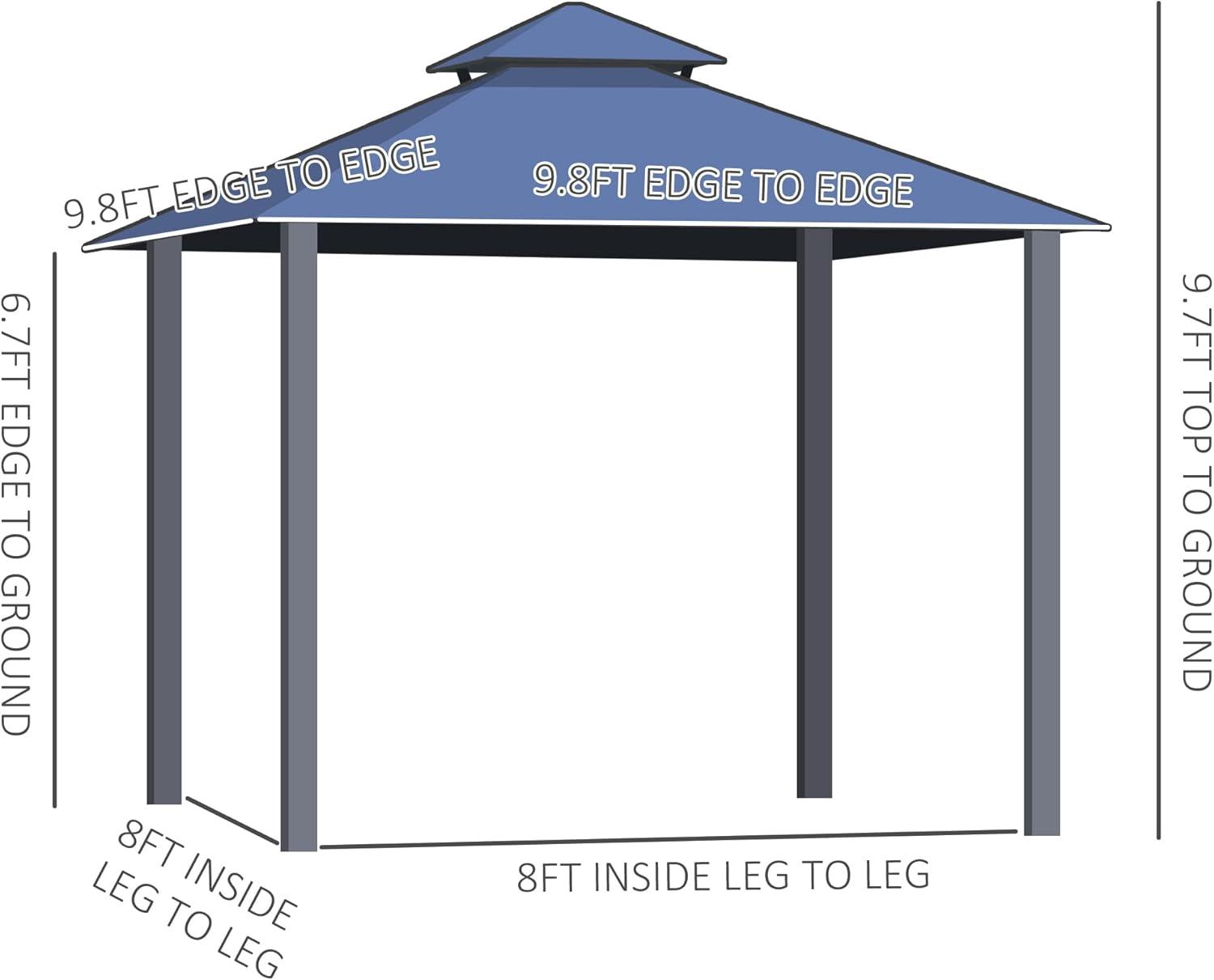 10' x 10' Hardtop Gazebo Canopy with Polycarbonate Roof, Aluminum Frame, Permanent Pavilion Outdoor Gazebo