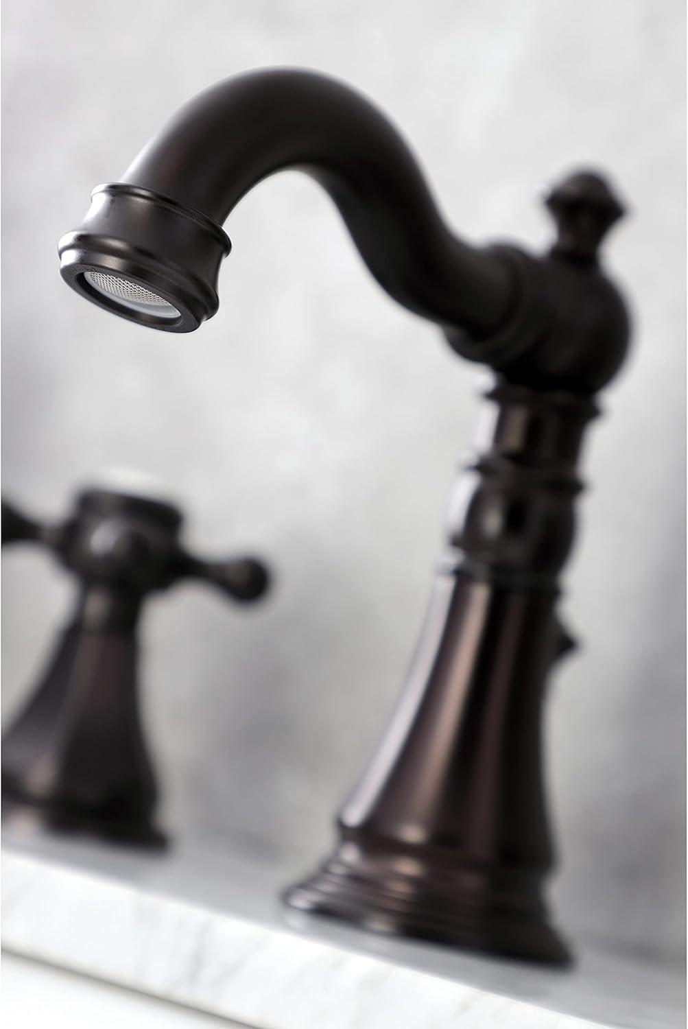 Kingston Brass American Classic Two-Handle 3-Hole Deck Mount Widespread Bathroom Faucet with Pop-Up Drain