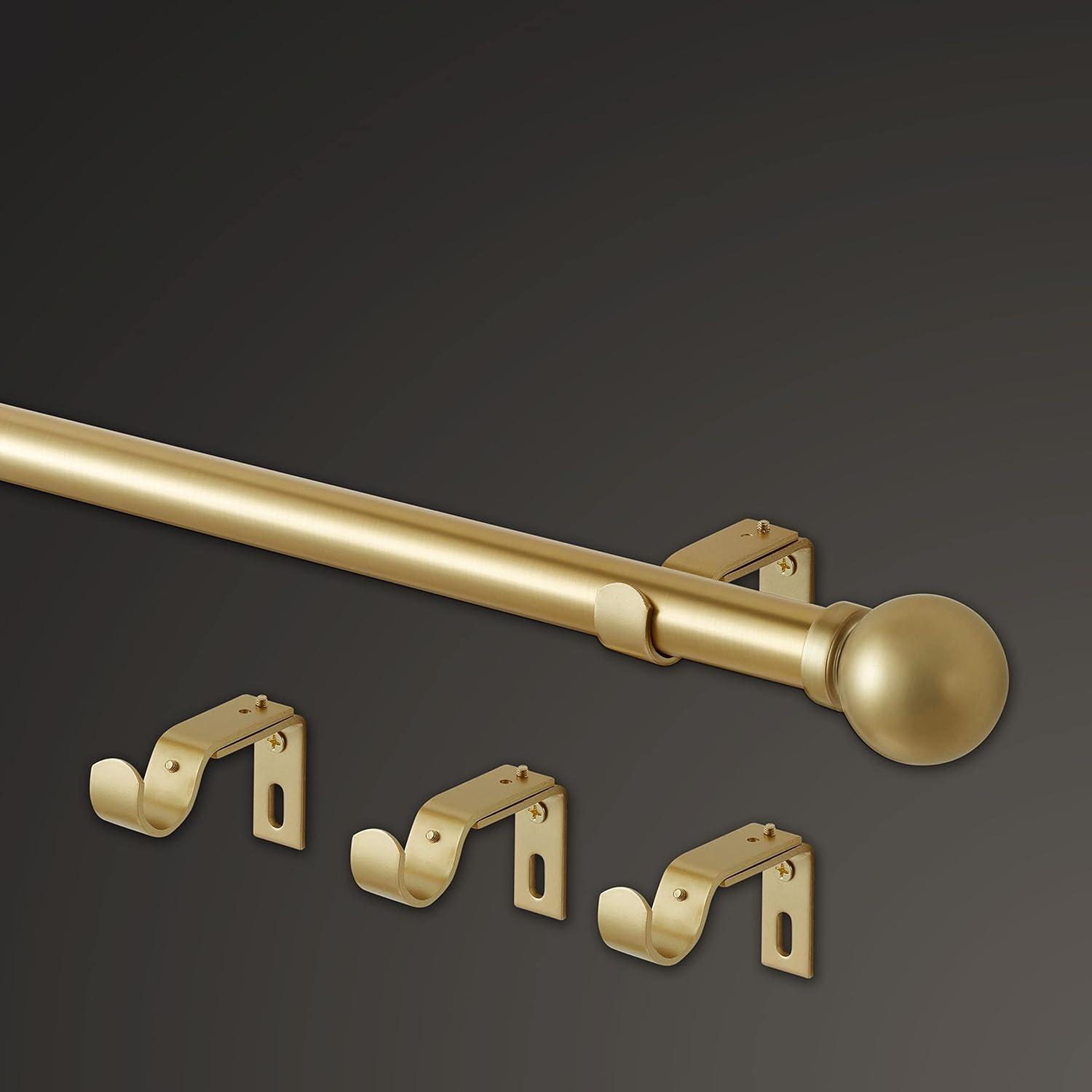 MODE Mode Premium Collection 1 Diameter Curtain Rod Set with Modern Ball Finials and Steel Wall Mounted Adjustable Rod