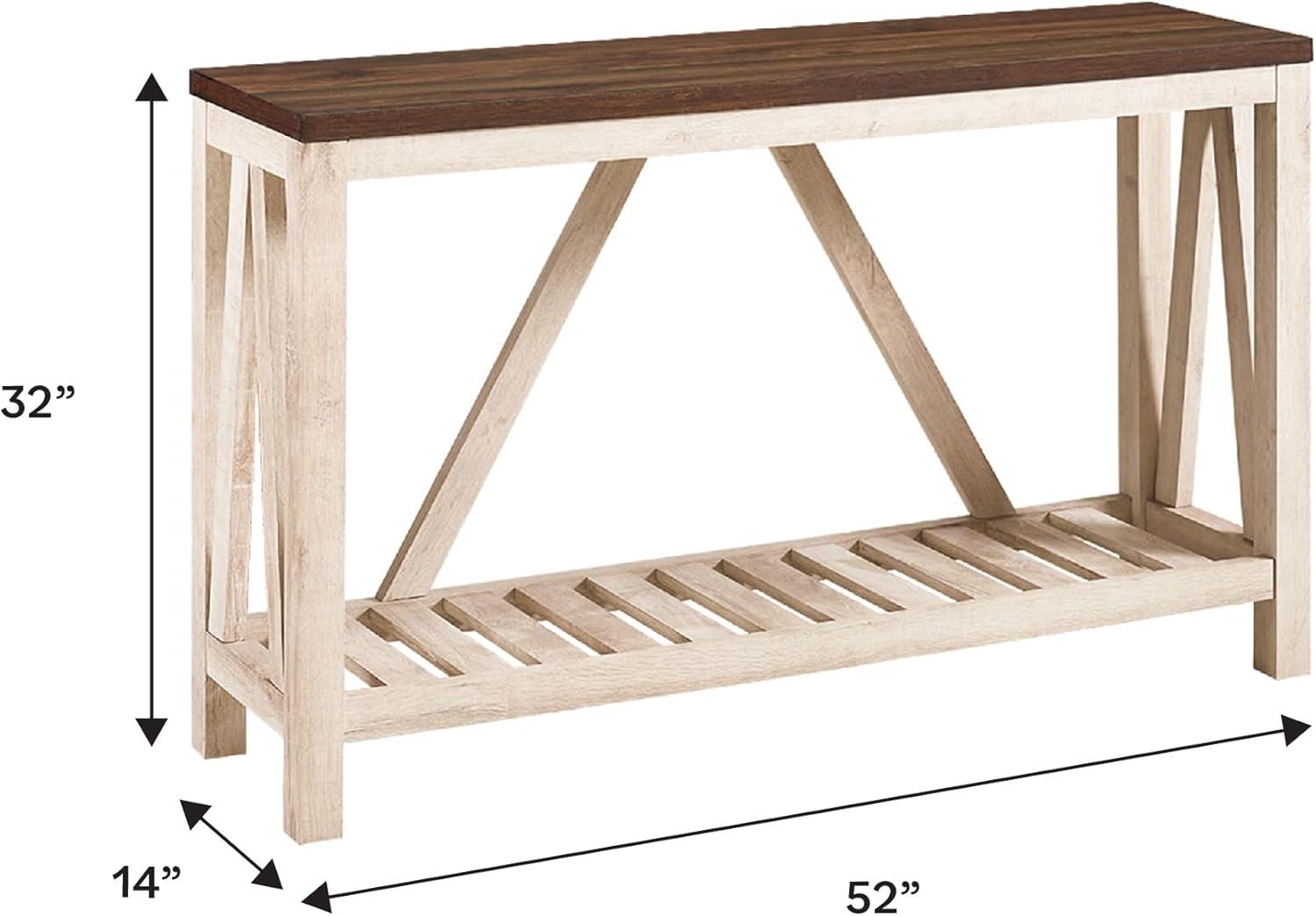 Walker Edison 52" A-Frame Rustic Wood Entry Console Table in White Oak