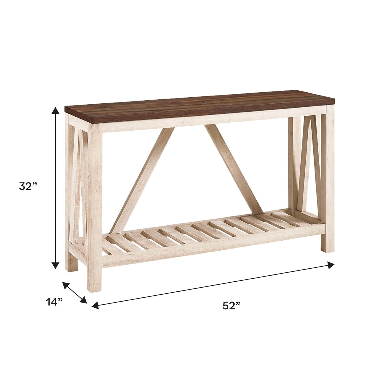 Walker Edison Modern Farmhouse and Oak Console Table, Dark Walnut/White Oak