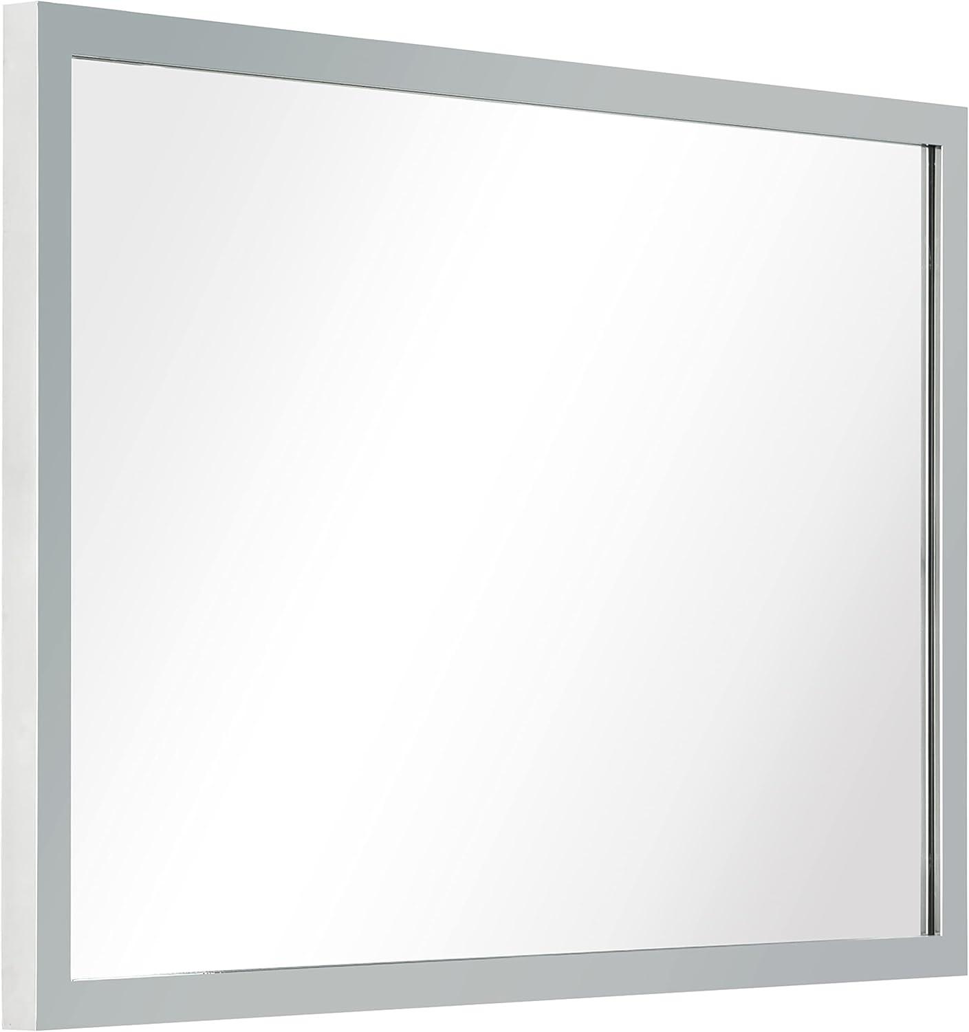 Empire Art Direct Contempo Polished SIlver Stainless Steel Frame Rectangle Wall Mirror, 20" x 30" x 1", Ready to Hang