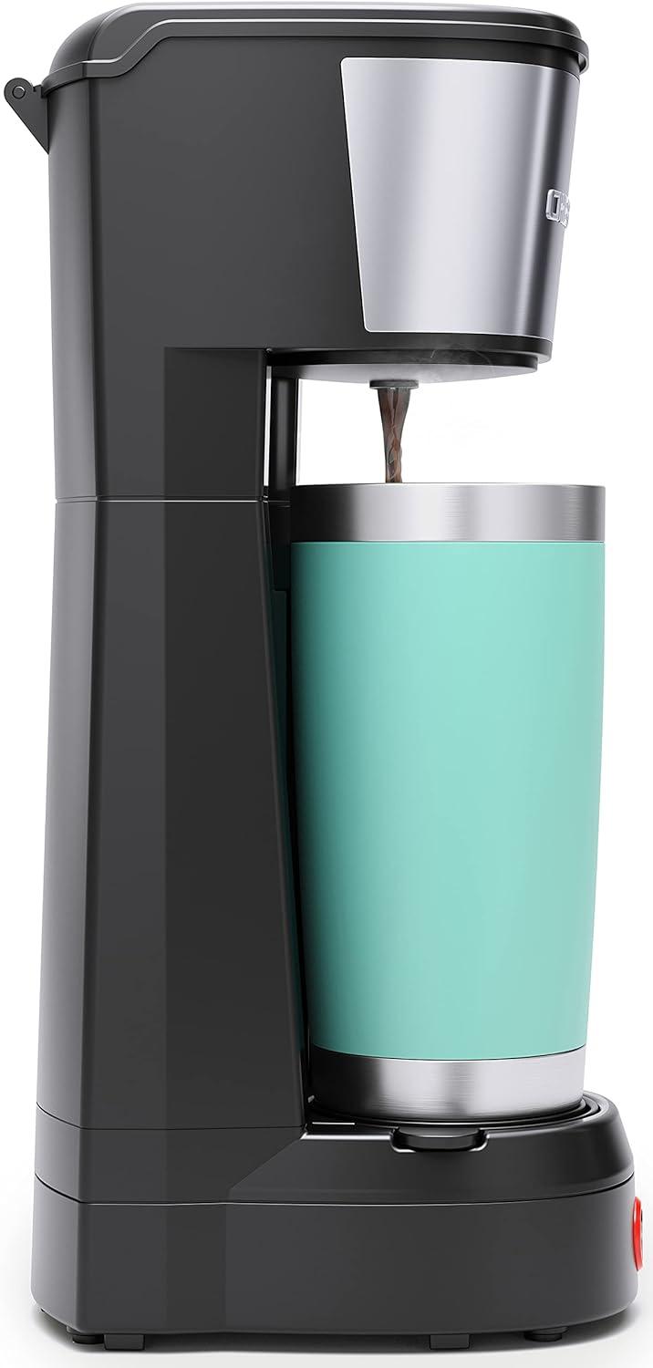 Compact Black and Stainless Steel Drip Coffee Maker with Reusable Filter