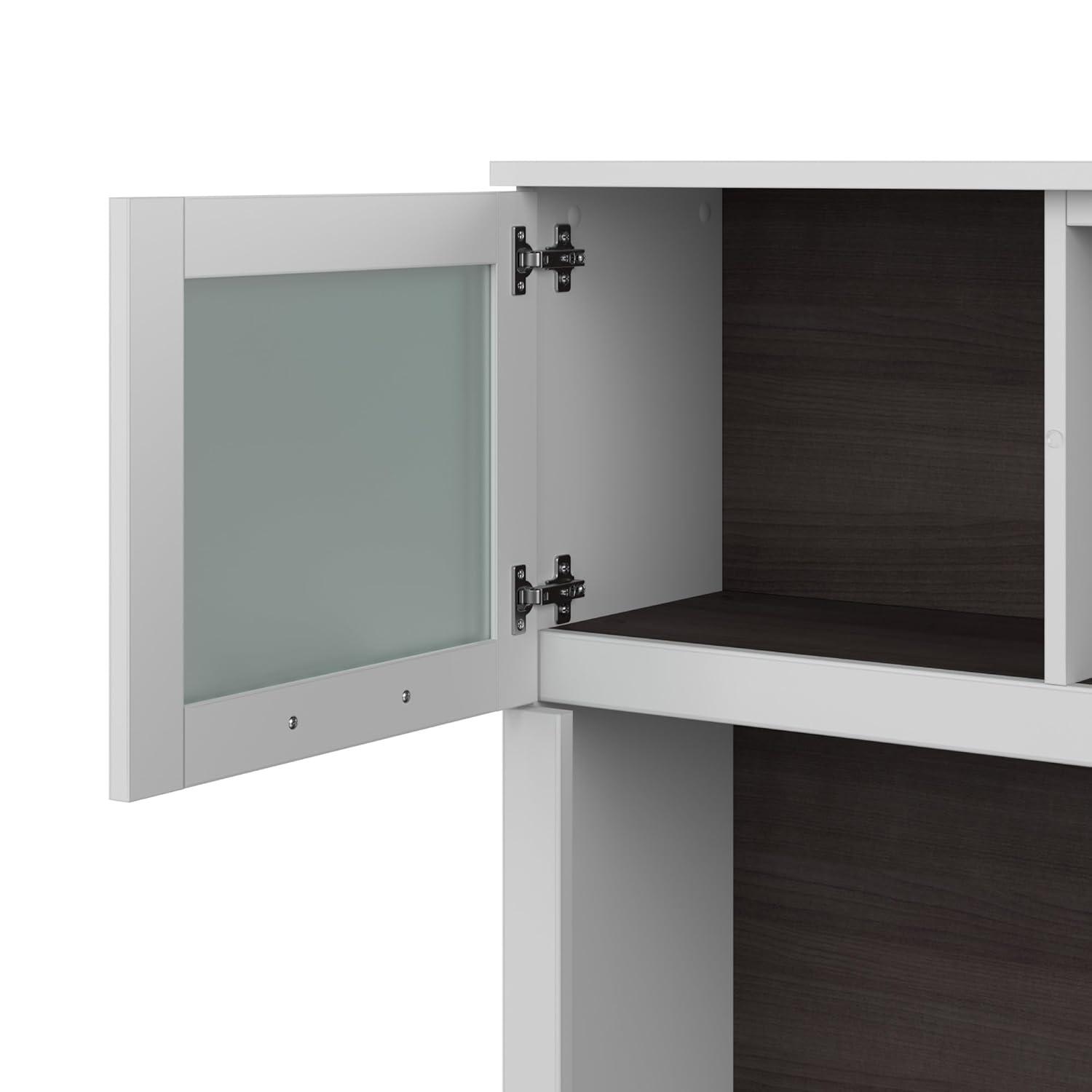 Bush Furniture Somerset 72" Sit to Stand L Desk & Hutch, Storm Gray & White