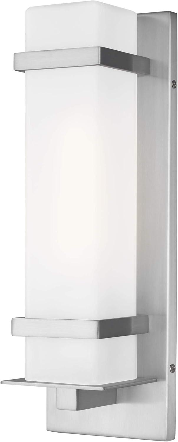 Alban 1-Light Satin Aluminum Outdoor Wall Lantern Sconce with LED Bulb