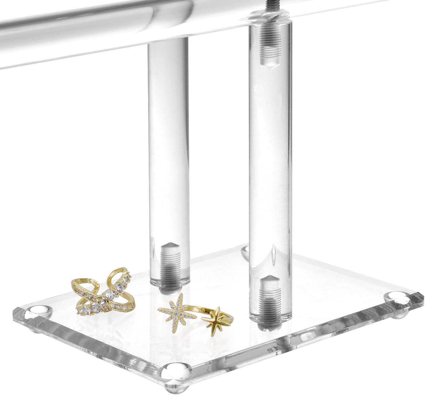 Premium Jewelry Stand , Solid Clear 2-Tier Acrylic Jewelry Organizer Stand & Bracelet holder Stand for Necklace Display, Ring & Watch Display