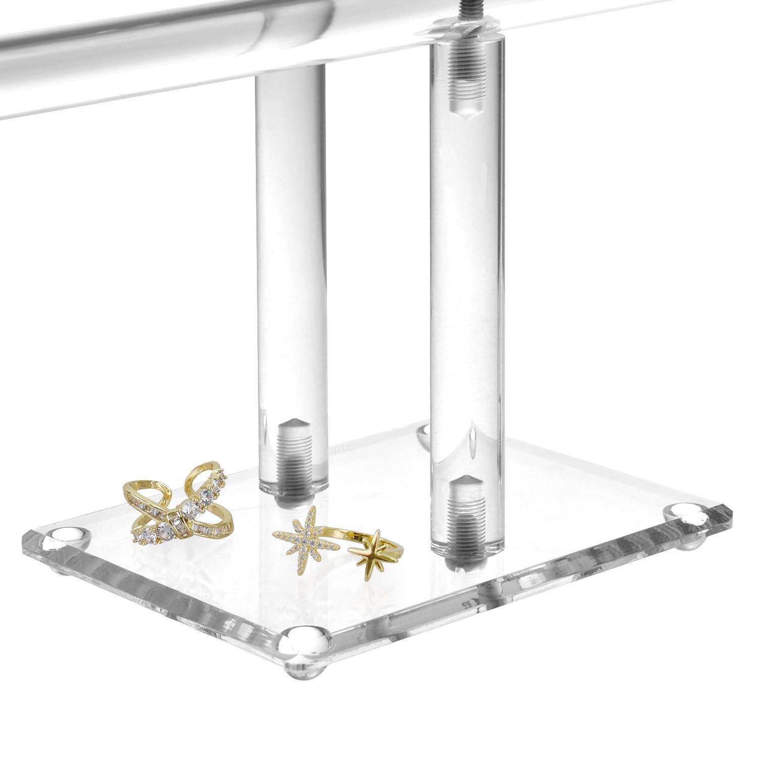 Premium Jewelry Stand , Solid Clear 2-Tier Acrylic Jewelry Organizer Stand & Bracelet holder Stand for Necklace Display, Ring & Watch Display