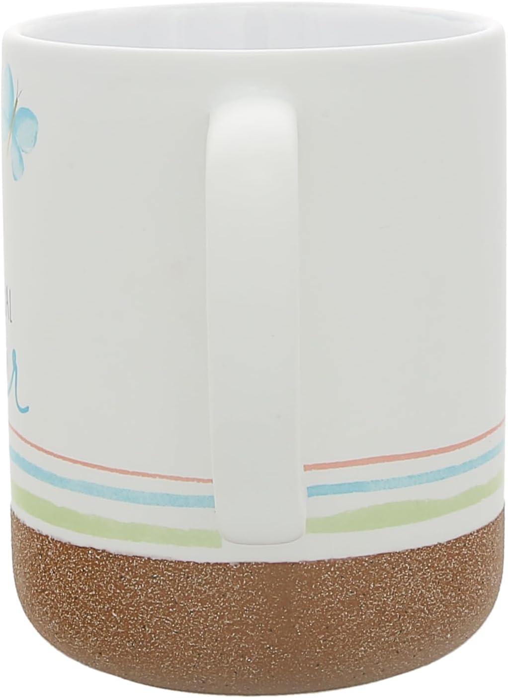 White Ceramic 16 oz Mug with Butterfly Design