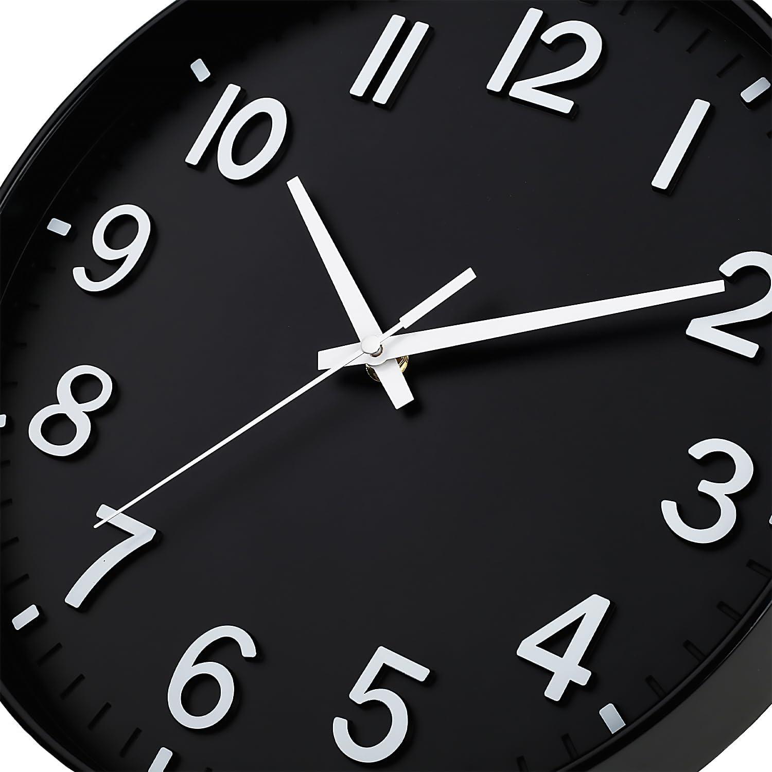 Warkul 12-Inch Wall Clock High-precision Battery Operated Easy-to-Read Silent Non-Ticking Quartz Clock Wall Art Decoration