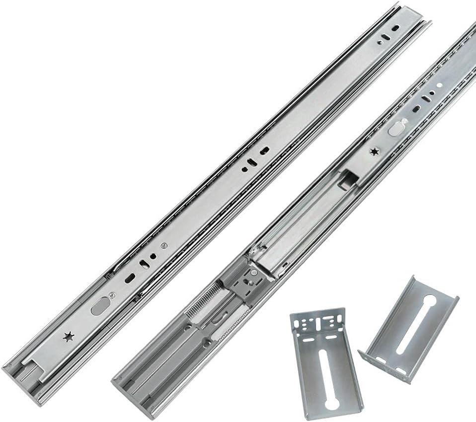 VVENACE 1 Pair 18 inch Soft Close Drawer Slides Full Extension Drawer Rails 100lb Ball Bearing Drawer Slides Side Mount Heavy Duty Slow Close Self Closing(Silver)