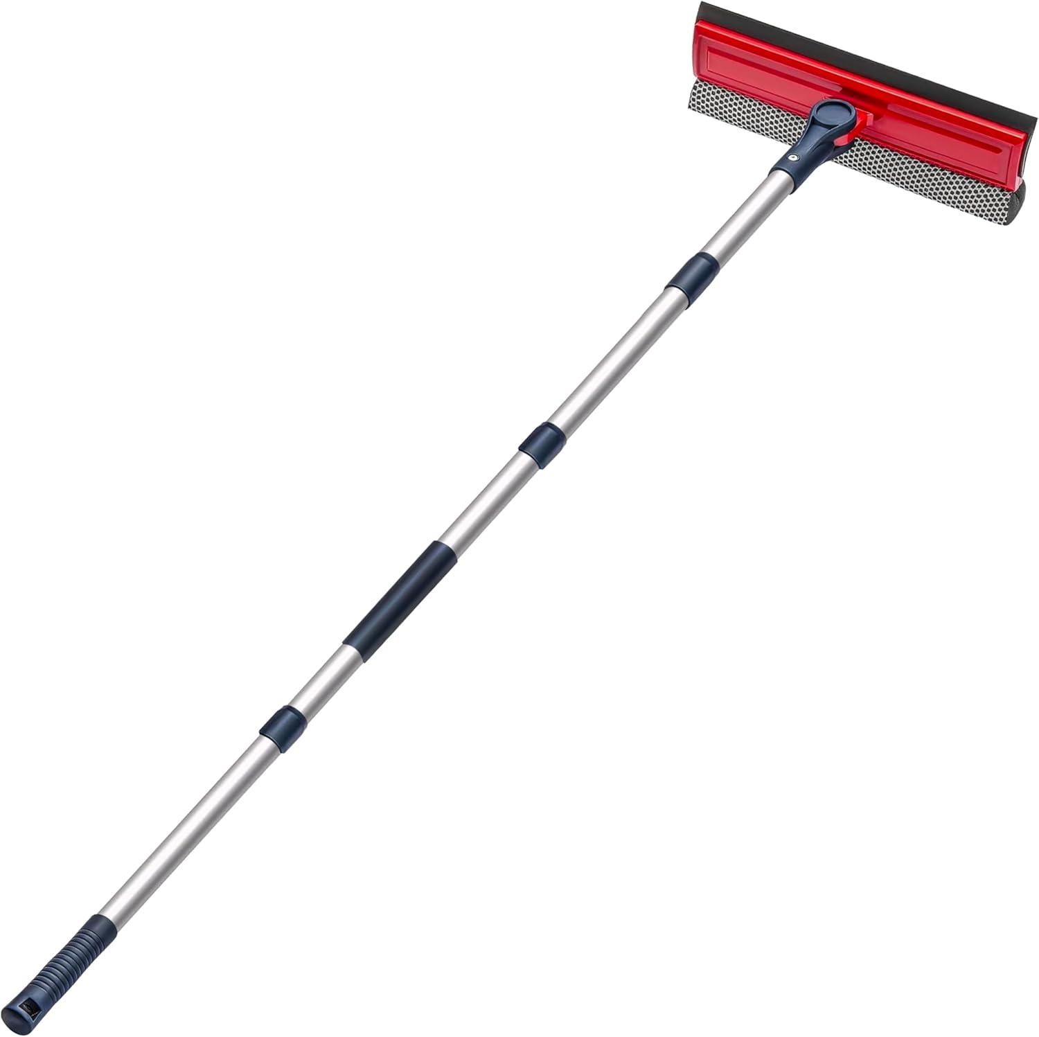 Professional Window Squeegee with Telescopic Extension Pole and Sponge