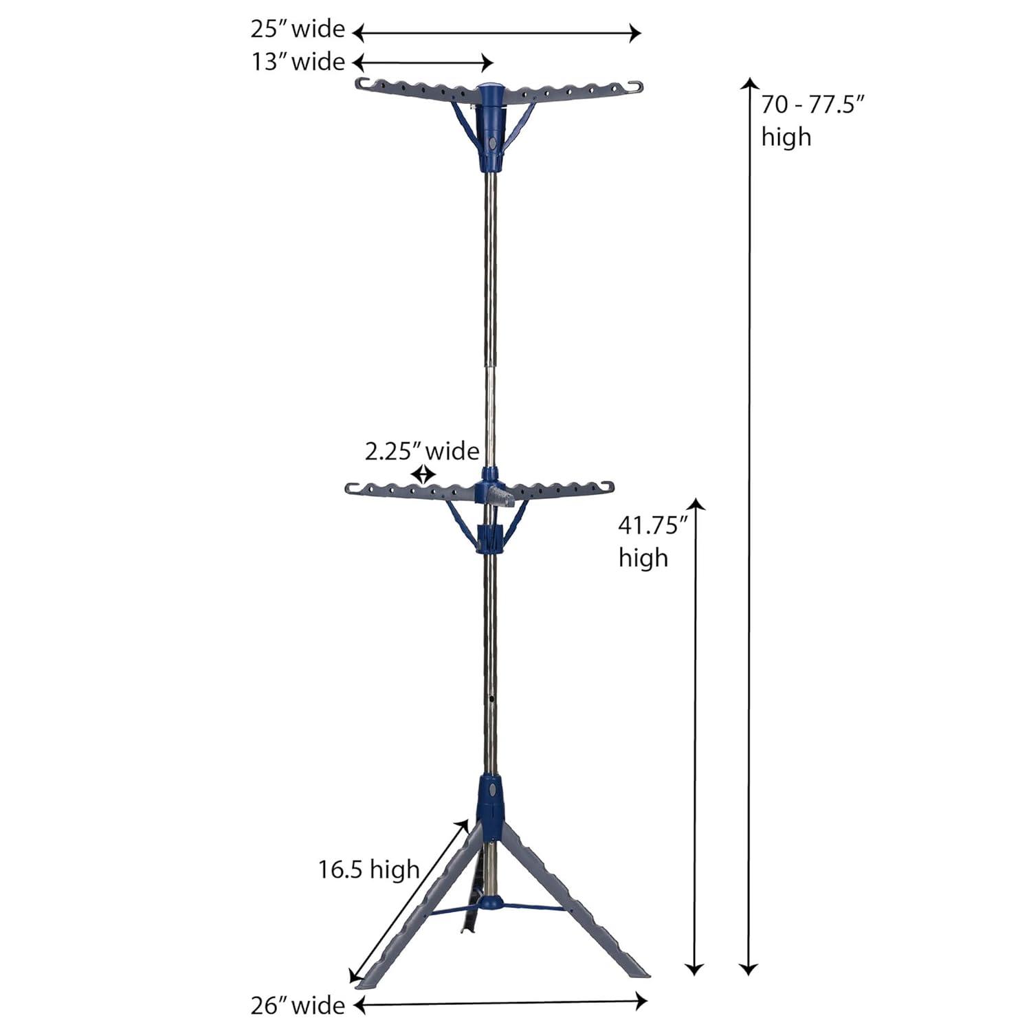 Household Essentials 2 Tier Tripod Clothes Drying Rack Air Dryer and Garment Rack Blue: Indoor Collapsible Clothing Rack