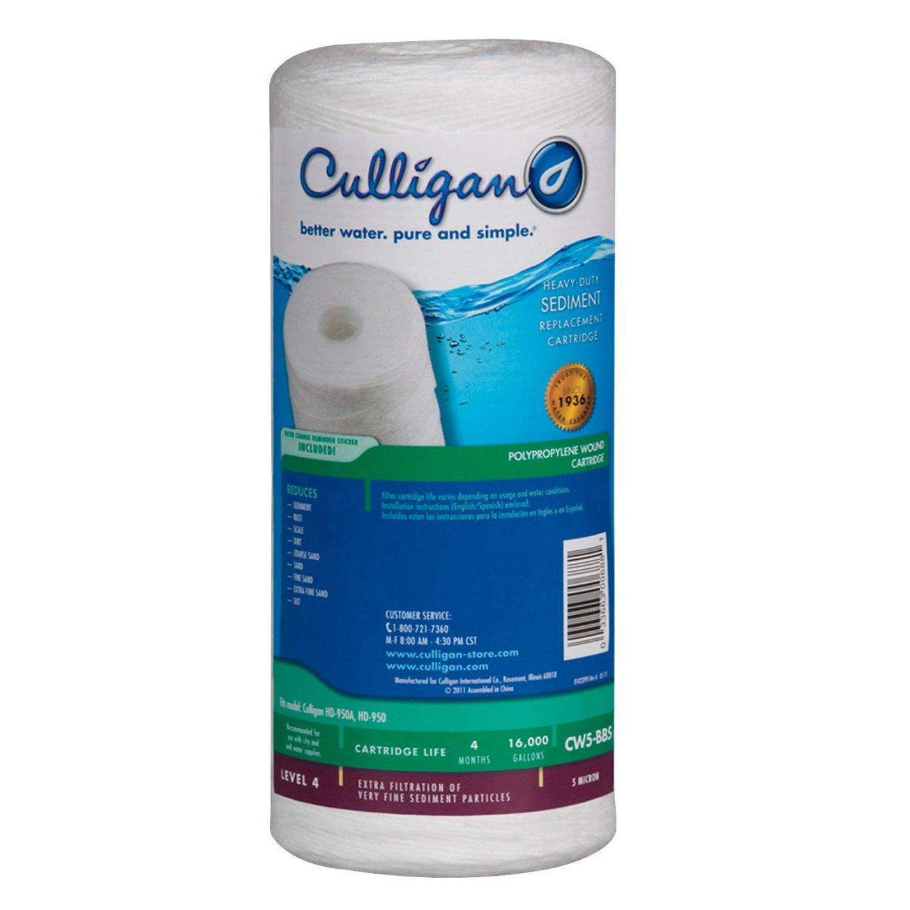 Culligan CW5-BBS Whole-House Heavy Duty Water Filter Replacement Cartridge, 16,000 Gallons, White