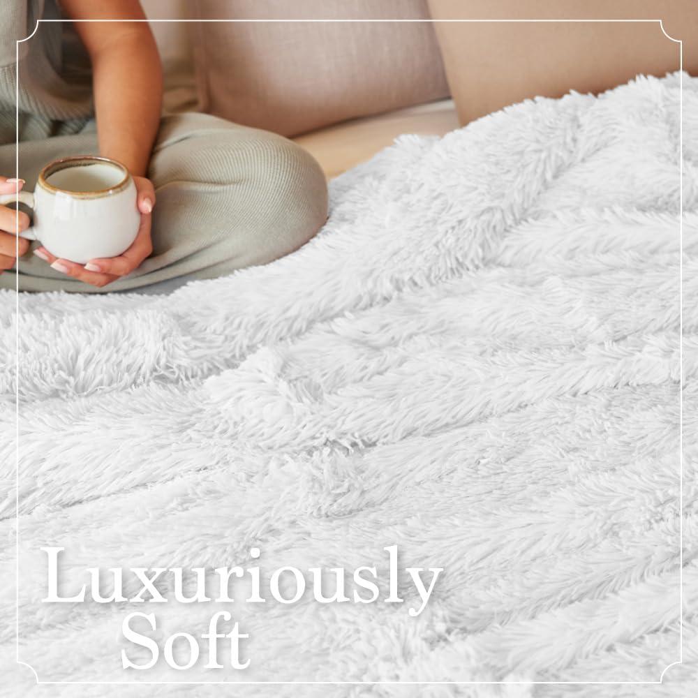 The Connecticut Home Company Throw Blanket for Sofa Couch Chair, White, 65x50