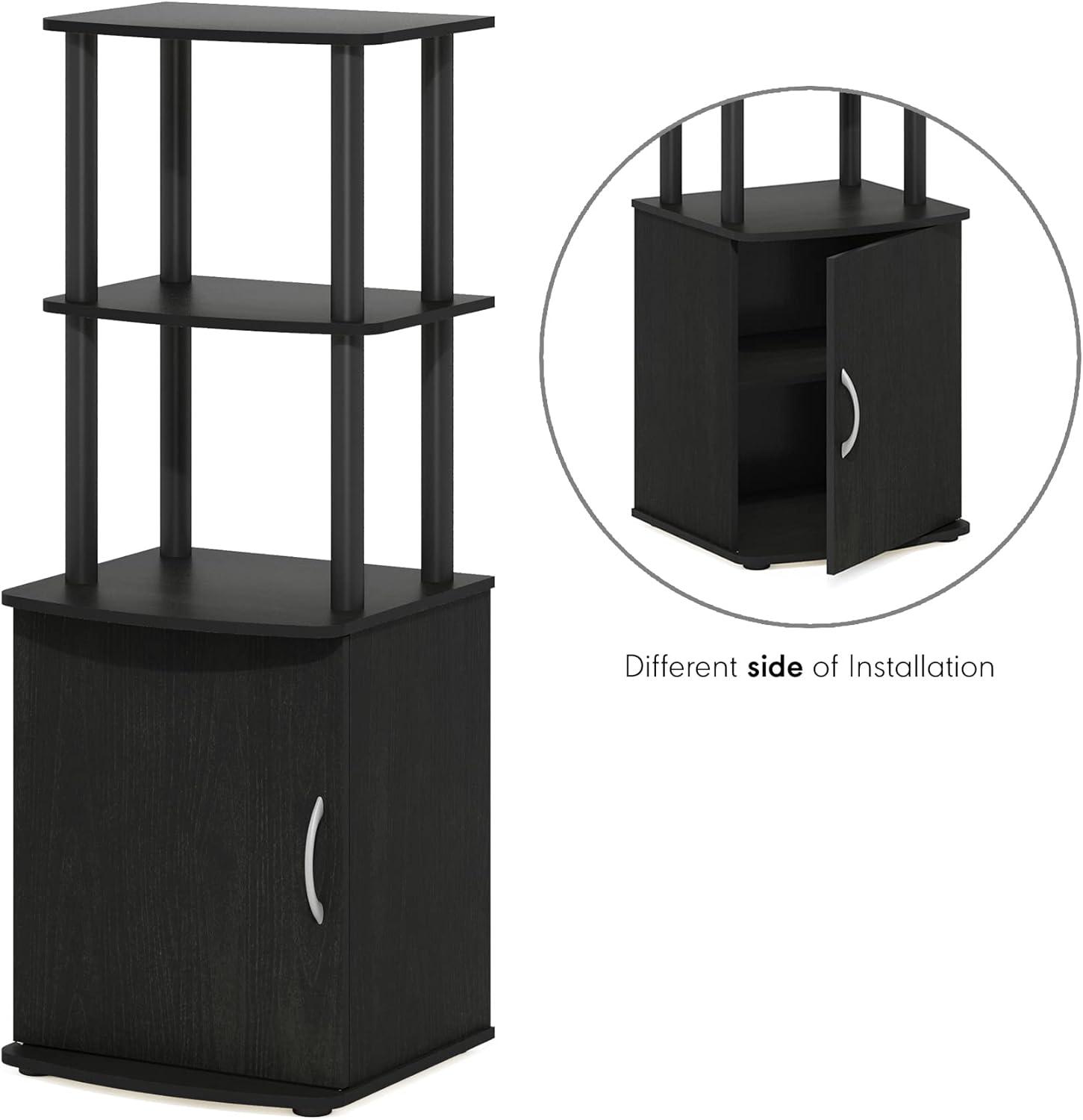 Furinno Turn-N-Tube Tall TV Entertainment Side Table Display Rack with Storage Cabinet, 2-Tier, Blackwood/Black