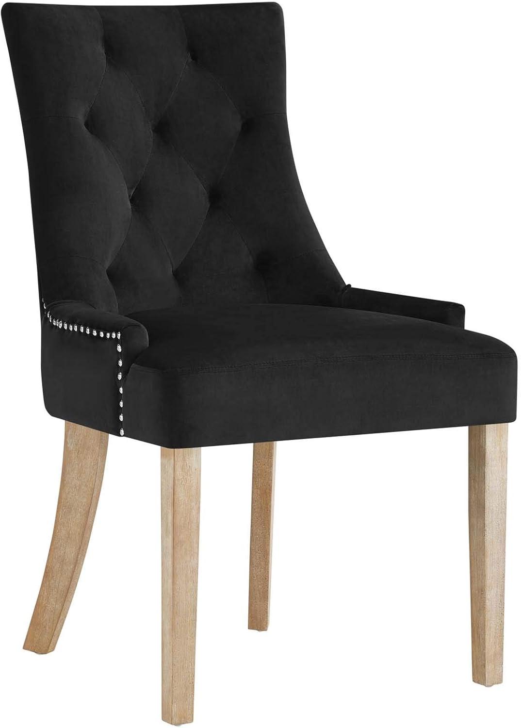Modway Pose Tufted Performance Velvet Upholstered Dining Chair with Nailhead Trim in Black