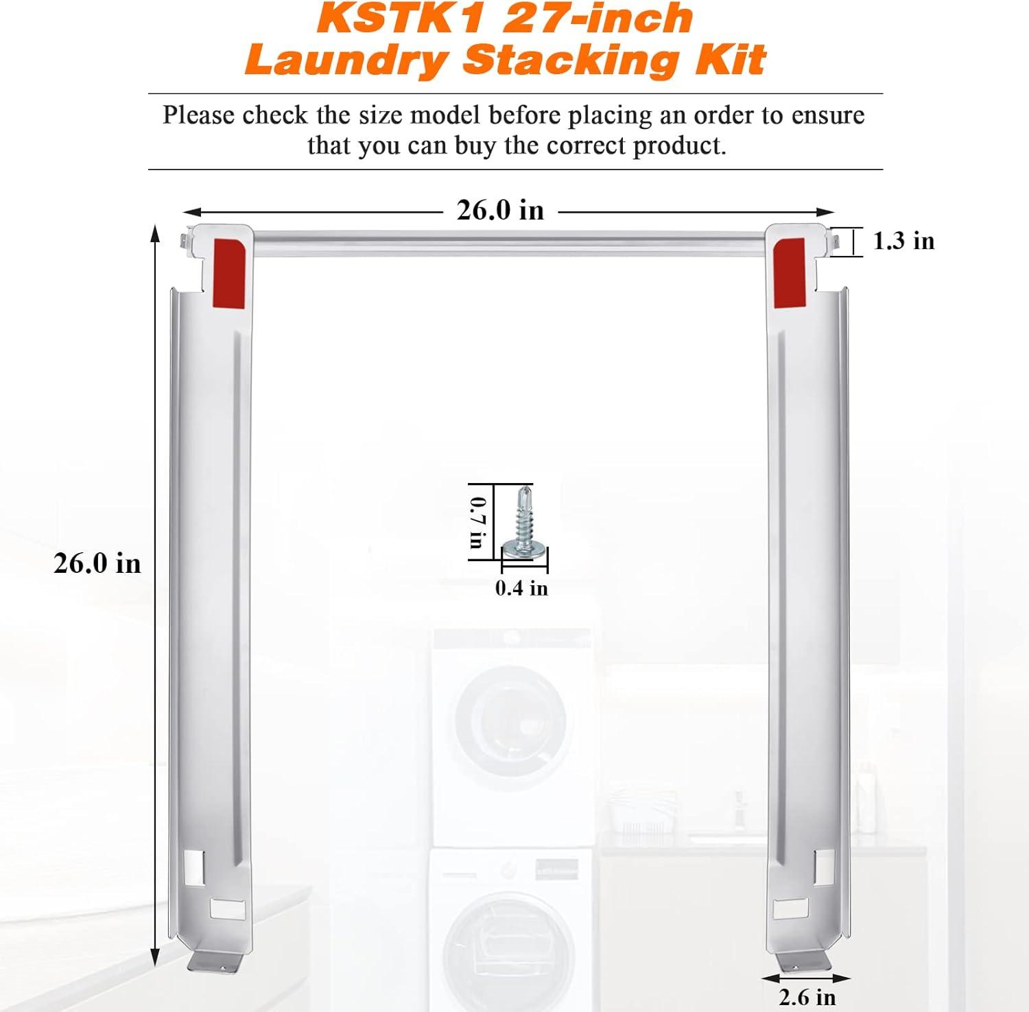 KSTK1 27-inch Laundry Stacking Kit Replacement for LG Washer Dryer Stacking Kit KSTK1 by Blutoget - Solid Metal with Chrome Coated - WSTK1 KSTK1 Lg Stacking Kit 27