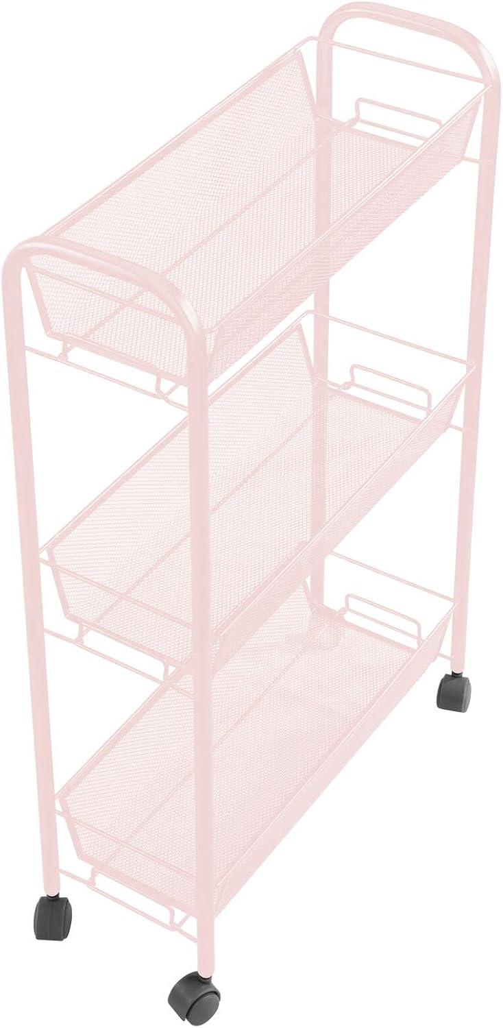 mDesign Steel Slim Rolling Utility Cart Storage Organizer with Shelves