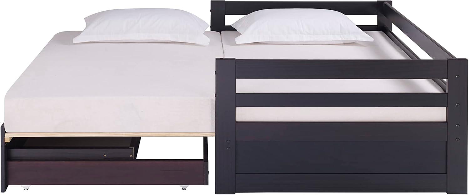 Alaterre Jasper Twin to King Extending Day Bed with Storage Drawers, Espresso