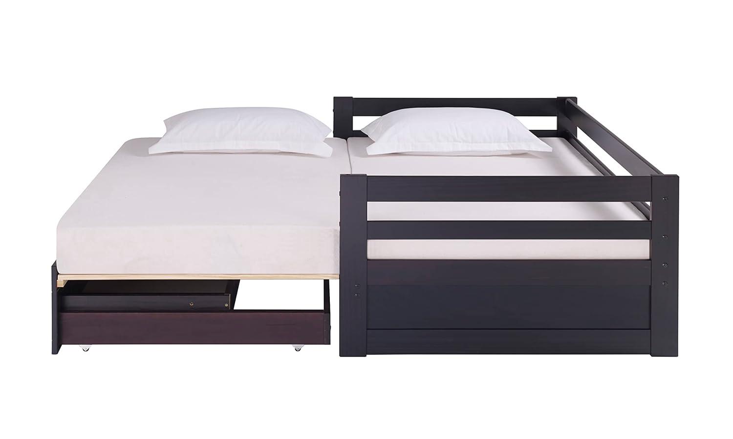Alaterre Furniture Jasper Twin to King Extending Day Bed with Storage Drawers, Espresso